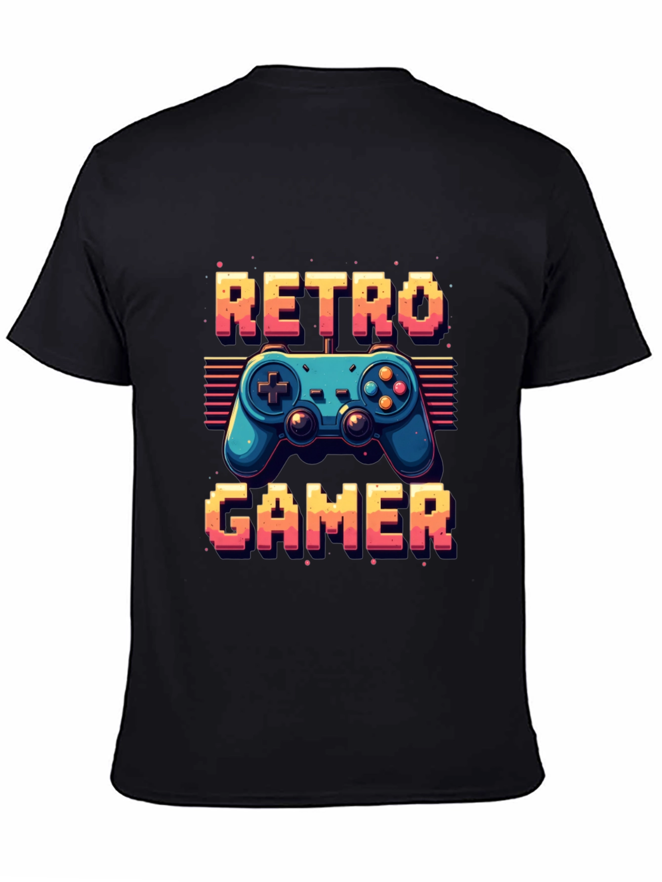 Retro Gamer Black T-Shirt - Classic Controller Design