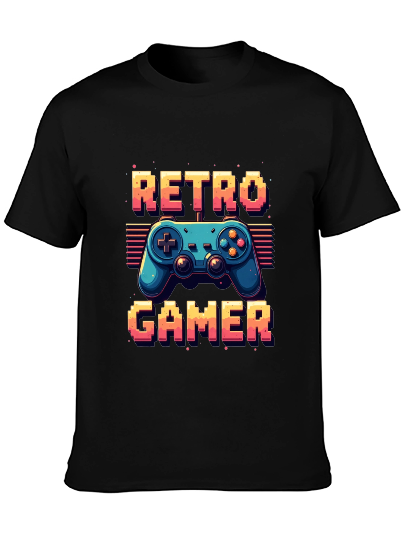 Retro Gamer Black T-Shirt - Classic Controller Design