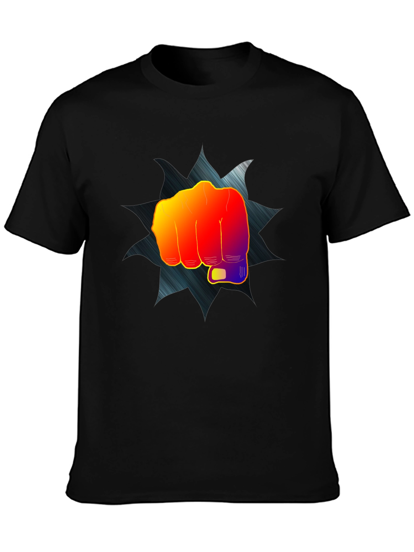 Impact Fist Graphic Tee - Black Cotton Blend Shirt