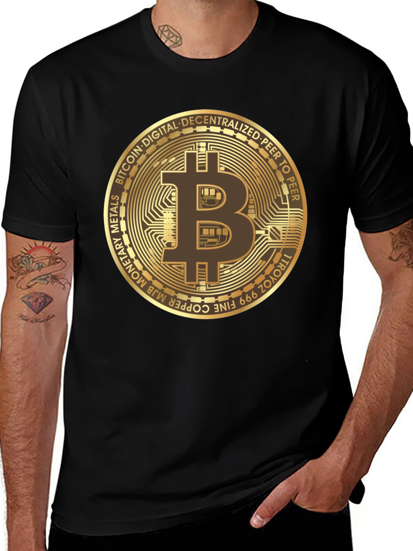 Bitcoin Crypto Currency Black T-Shirt