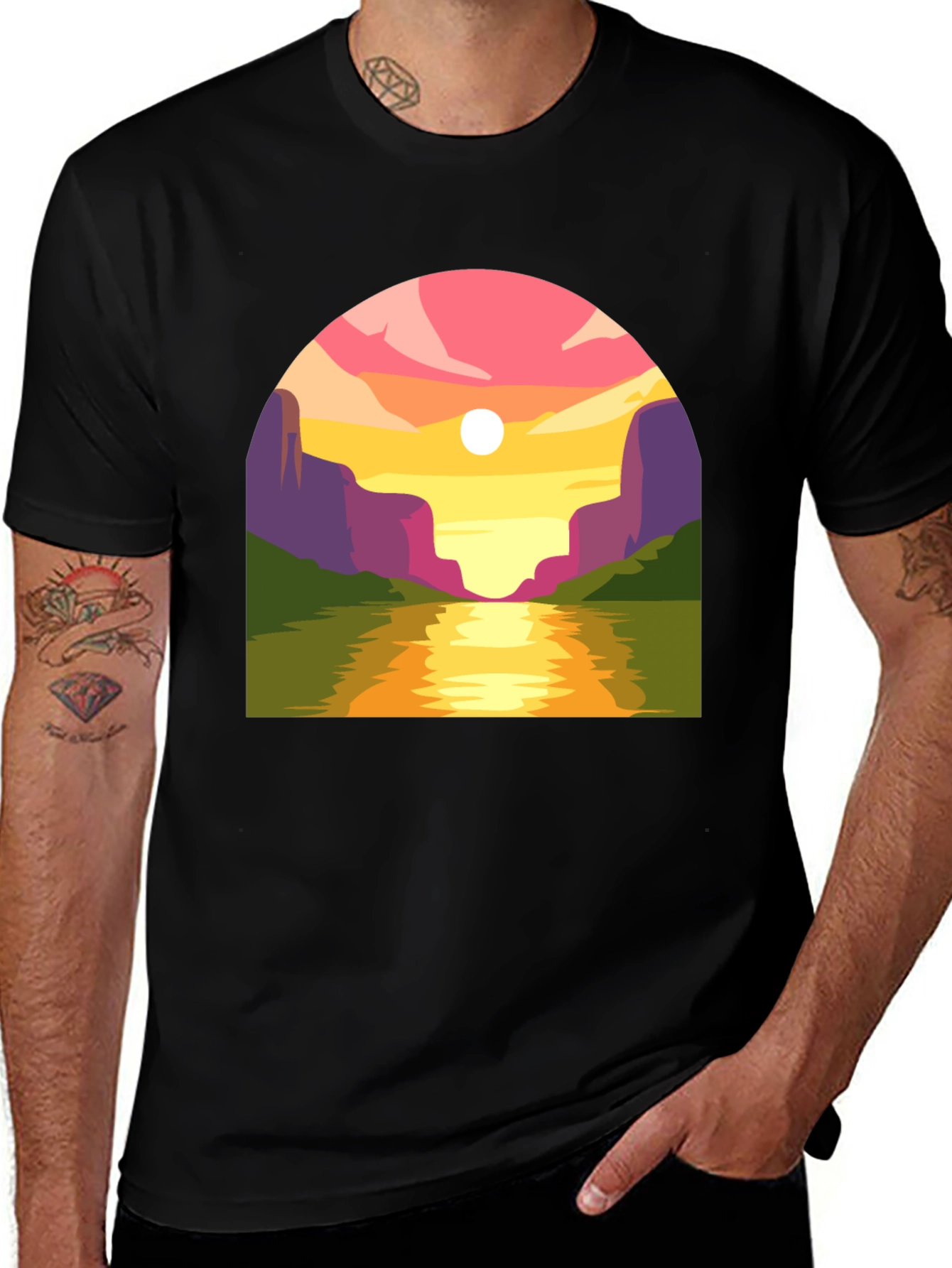 Sunset River Graphic T-Shirt