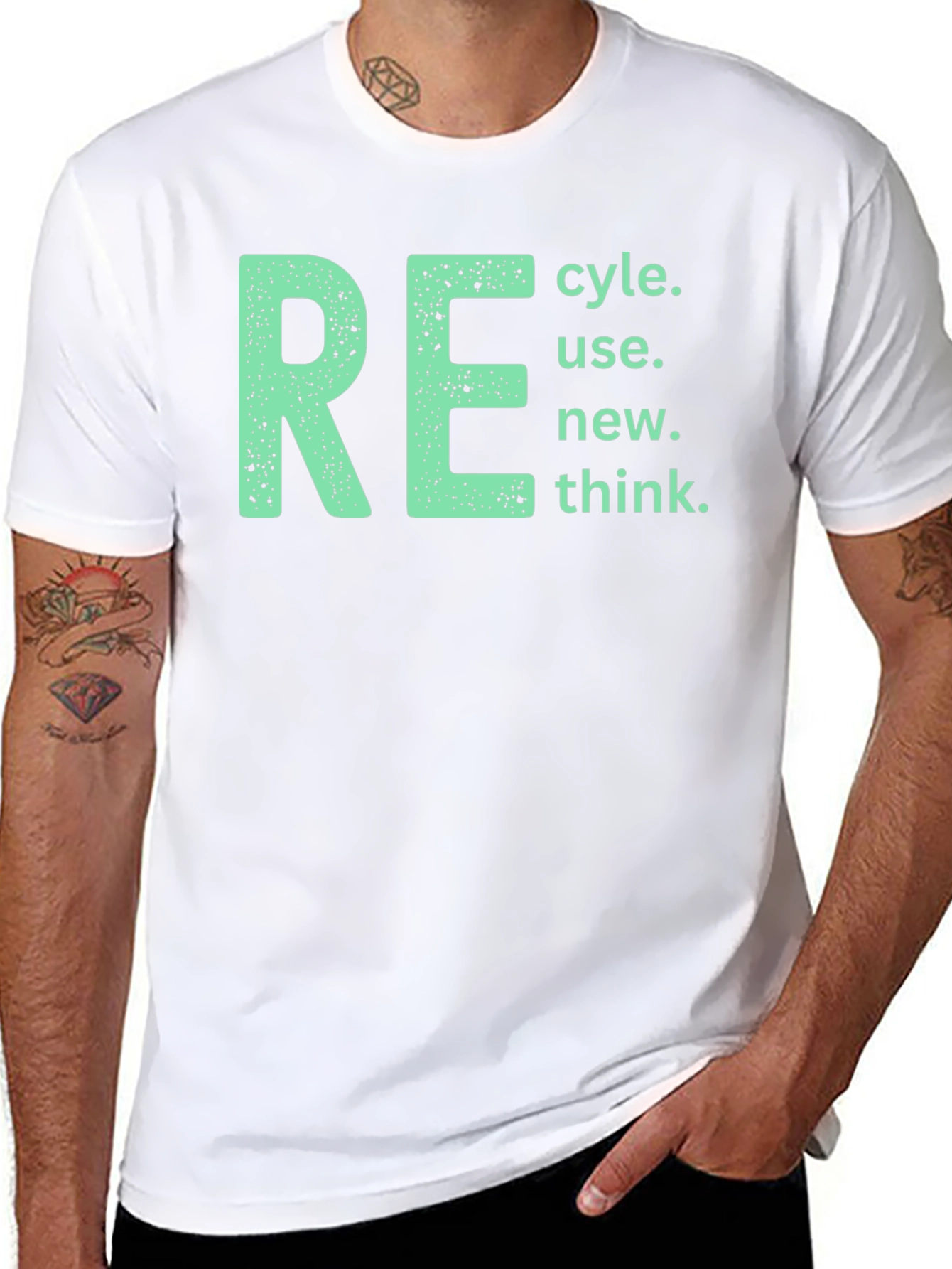 Eco-Friendly RE T-Shirt - Recycle Reuse Renew Think