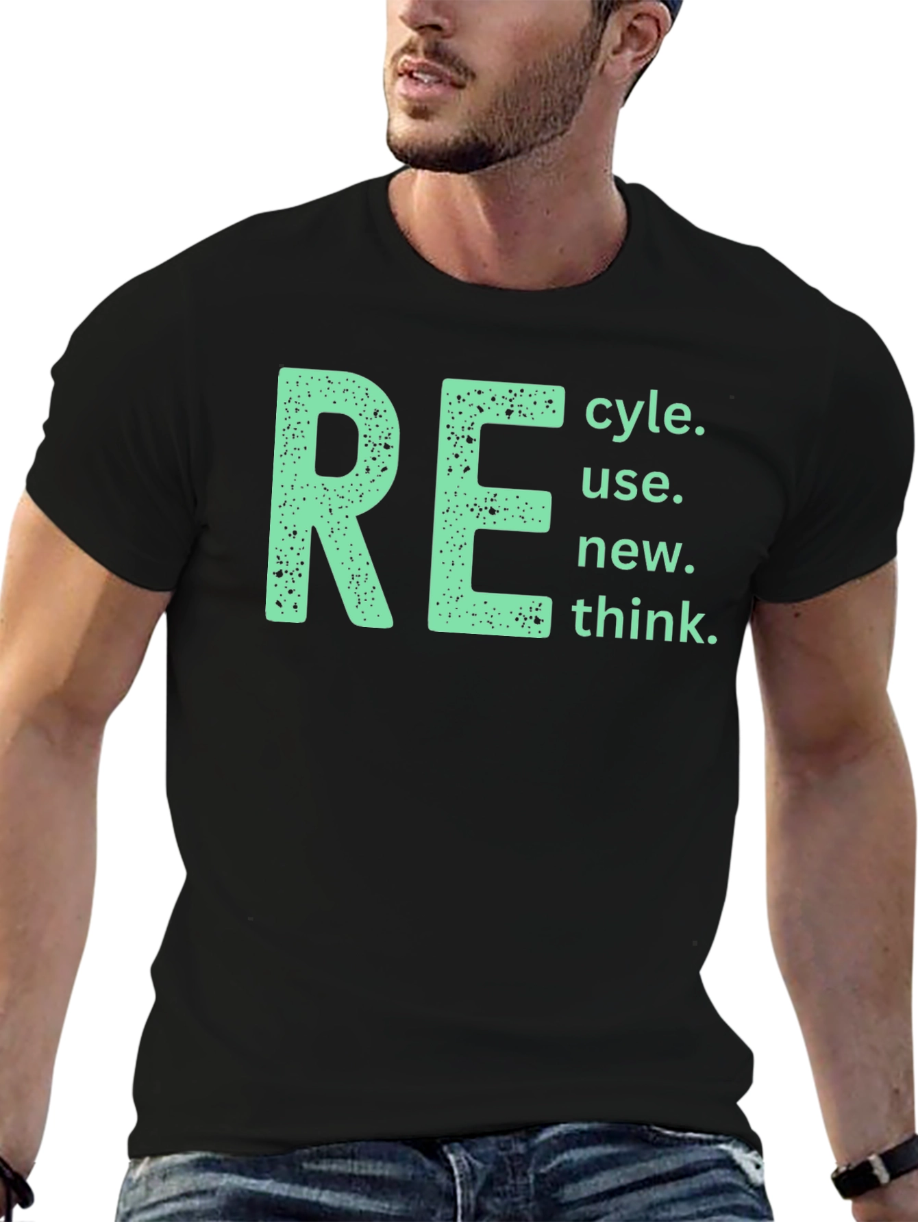 Eco-Friendly RE T-Shirt - Recycle Reuse Renew Think