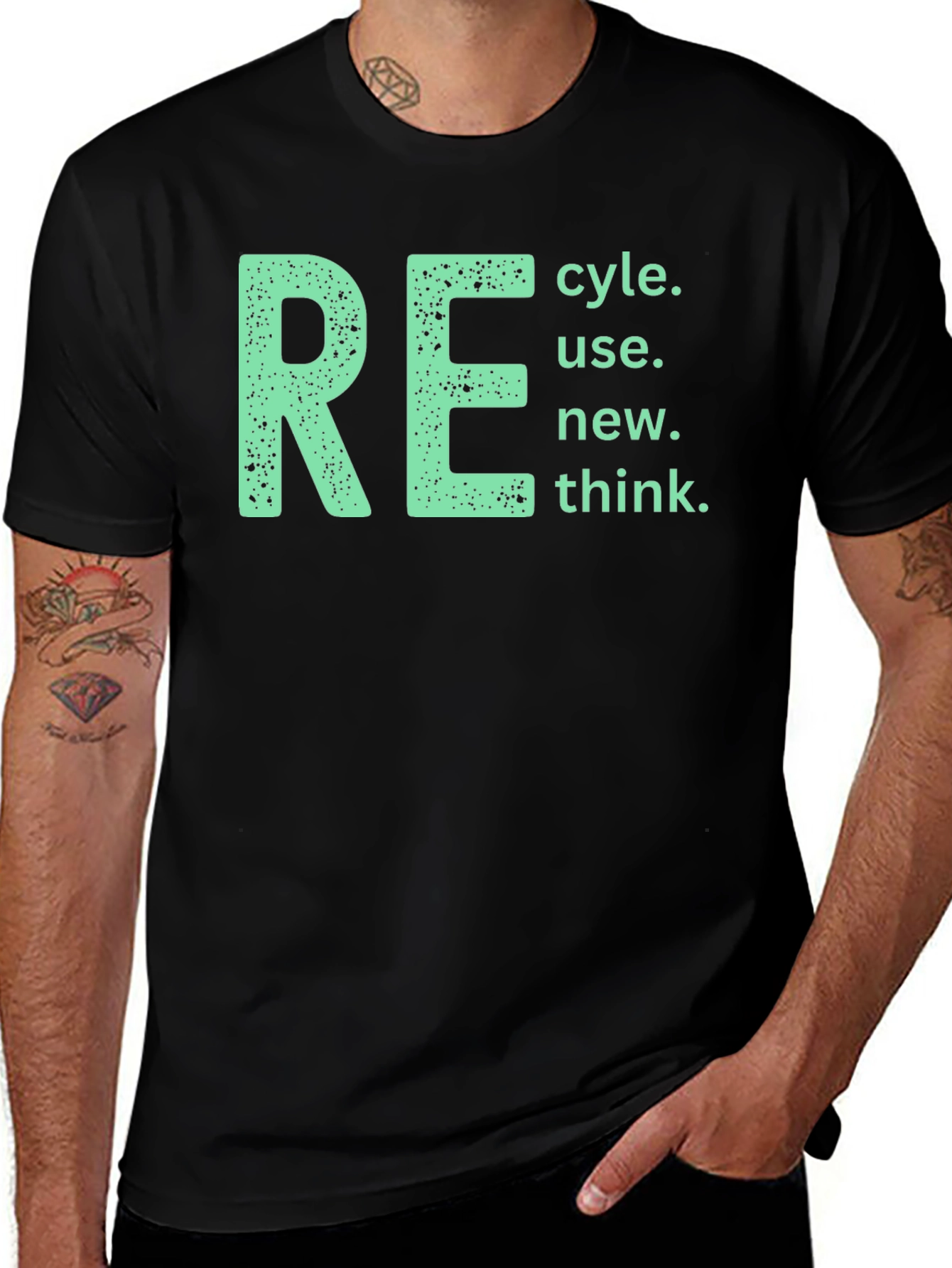 Eco-Friendly RE T-Shirt - Recycle Reuse Renew Think