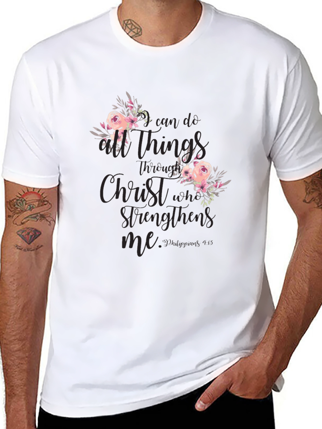 Inspirational Christian Floral Graphic Tee