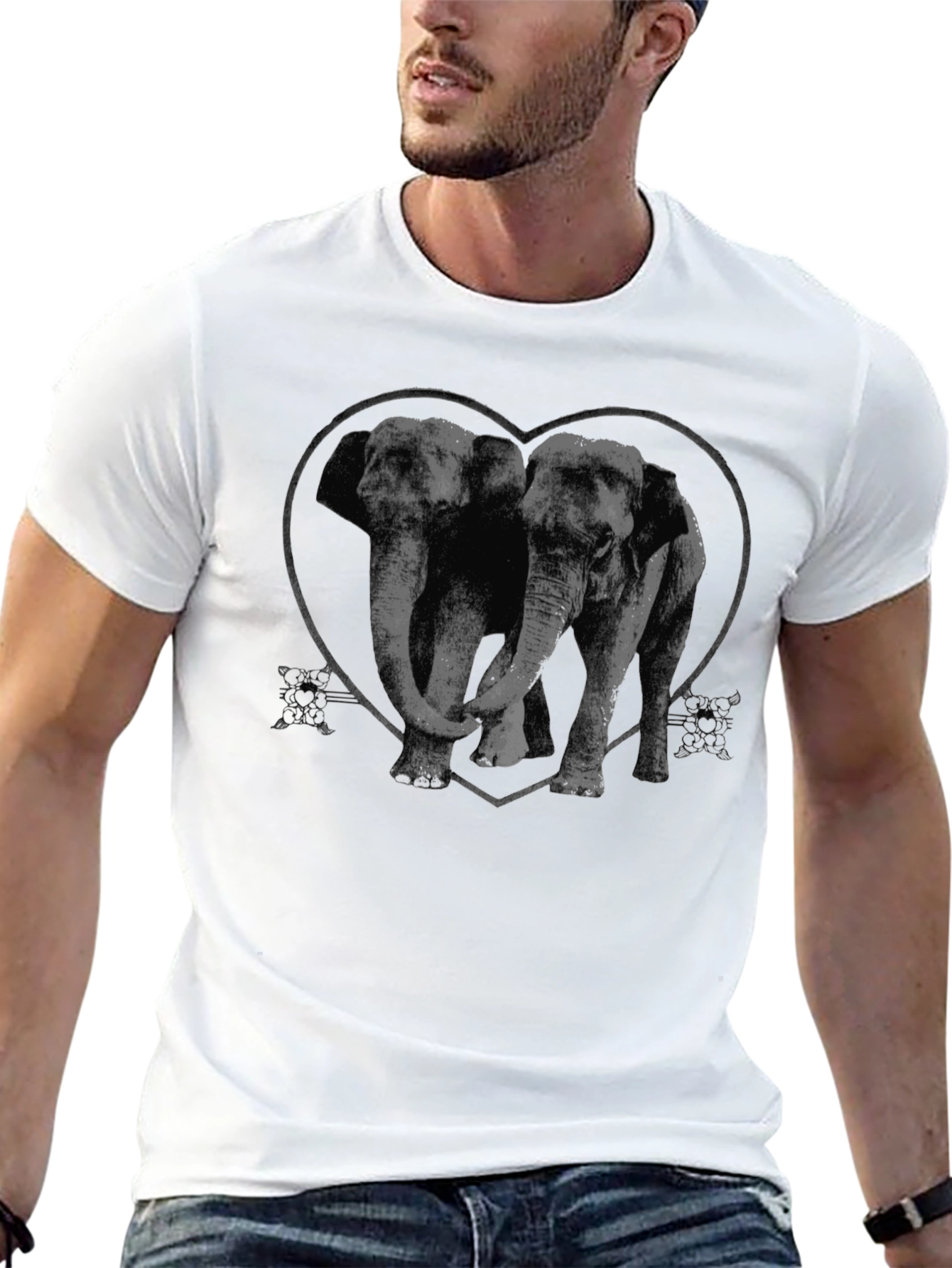 Elephant Love T-Shirt - Heart Graphic Tee