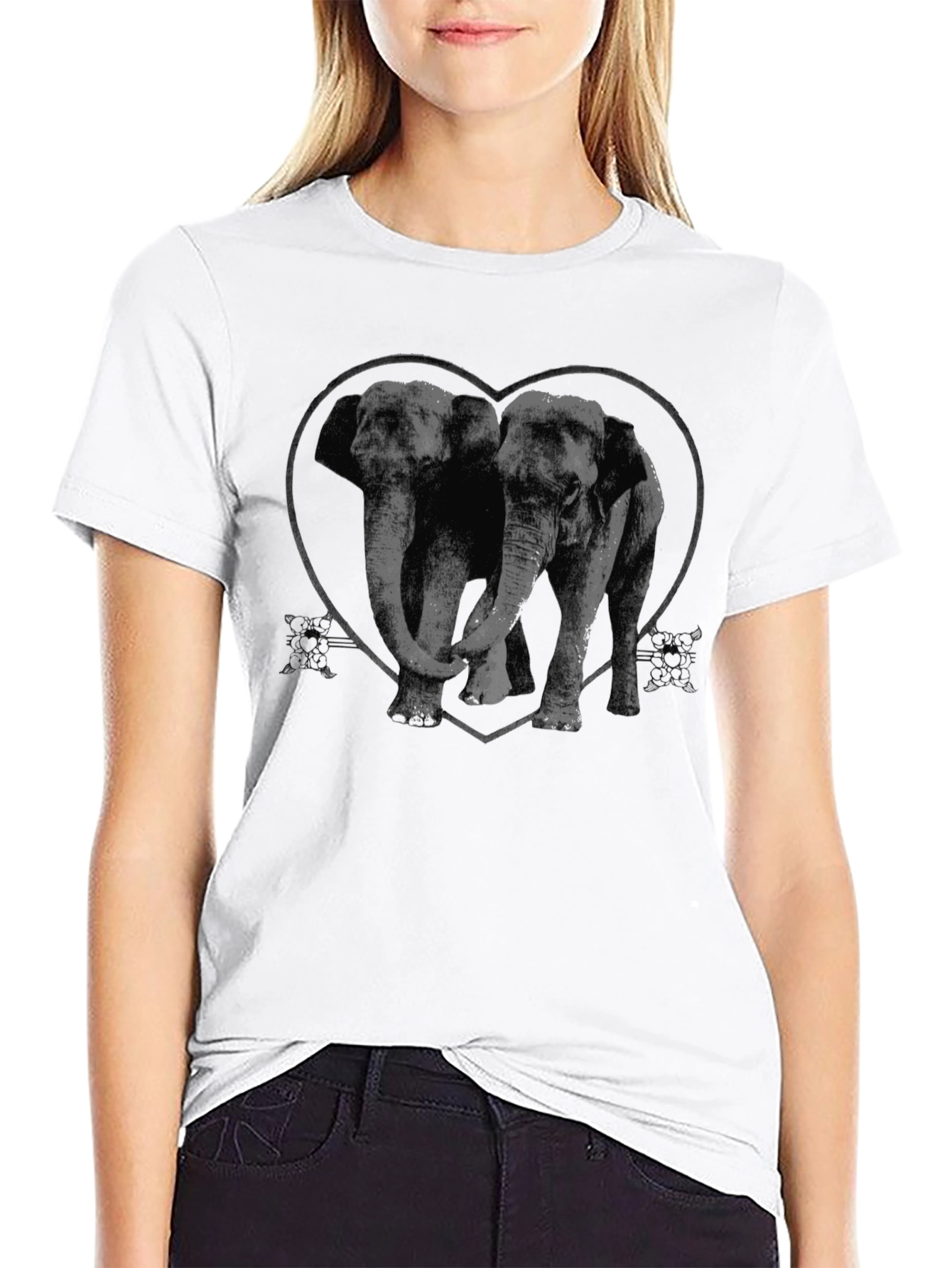Elephant Love T-Shirt - Heart Graphic Tee