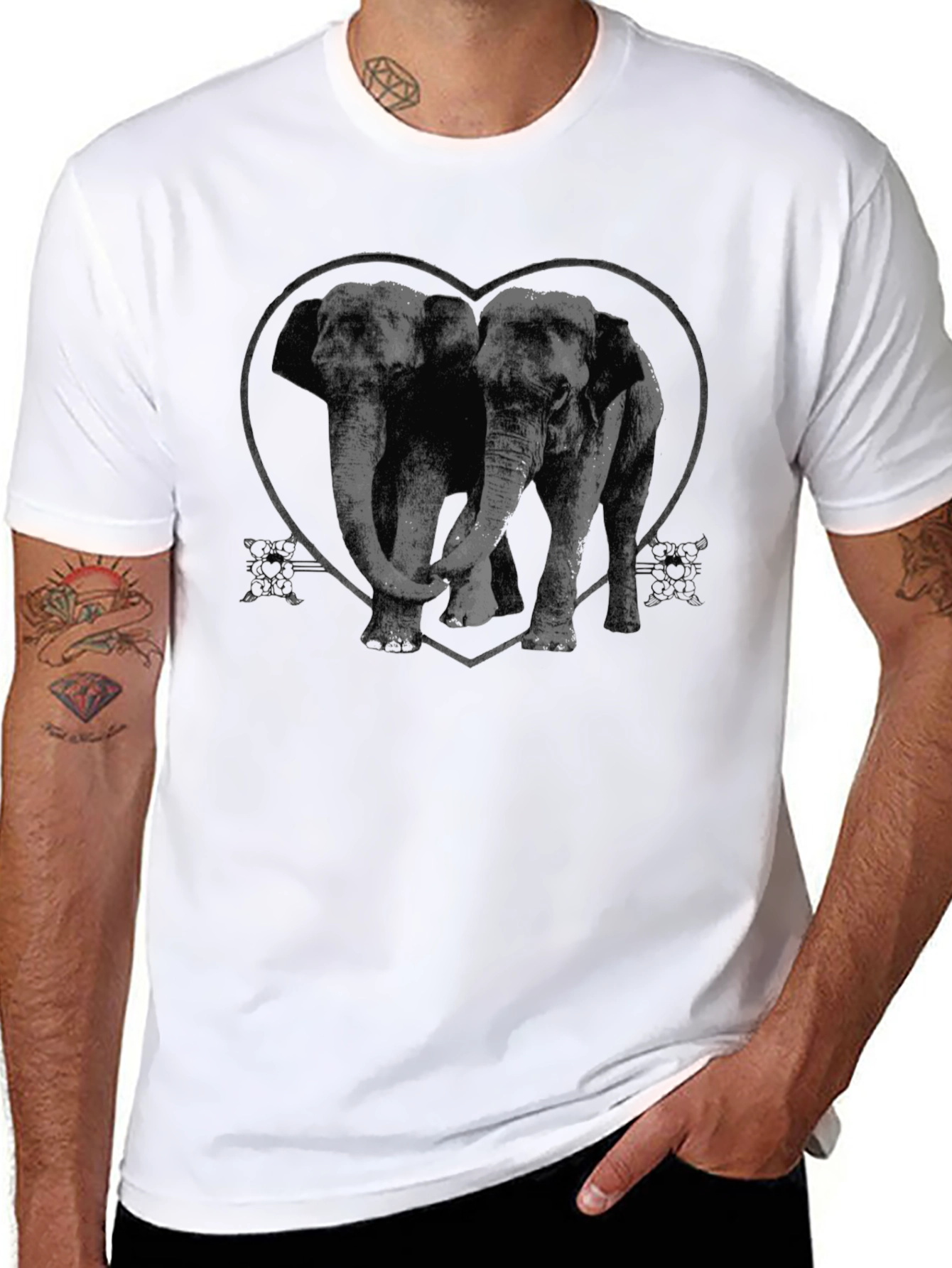 Elephant Love T-Shirt - Heart Graphic Tee