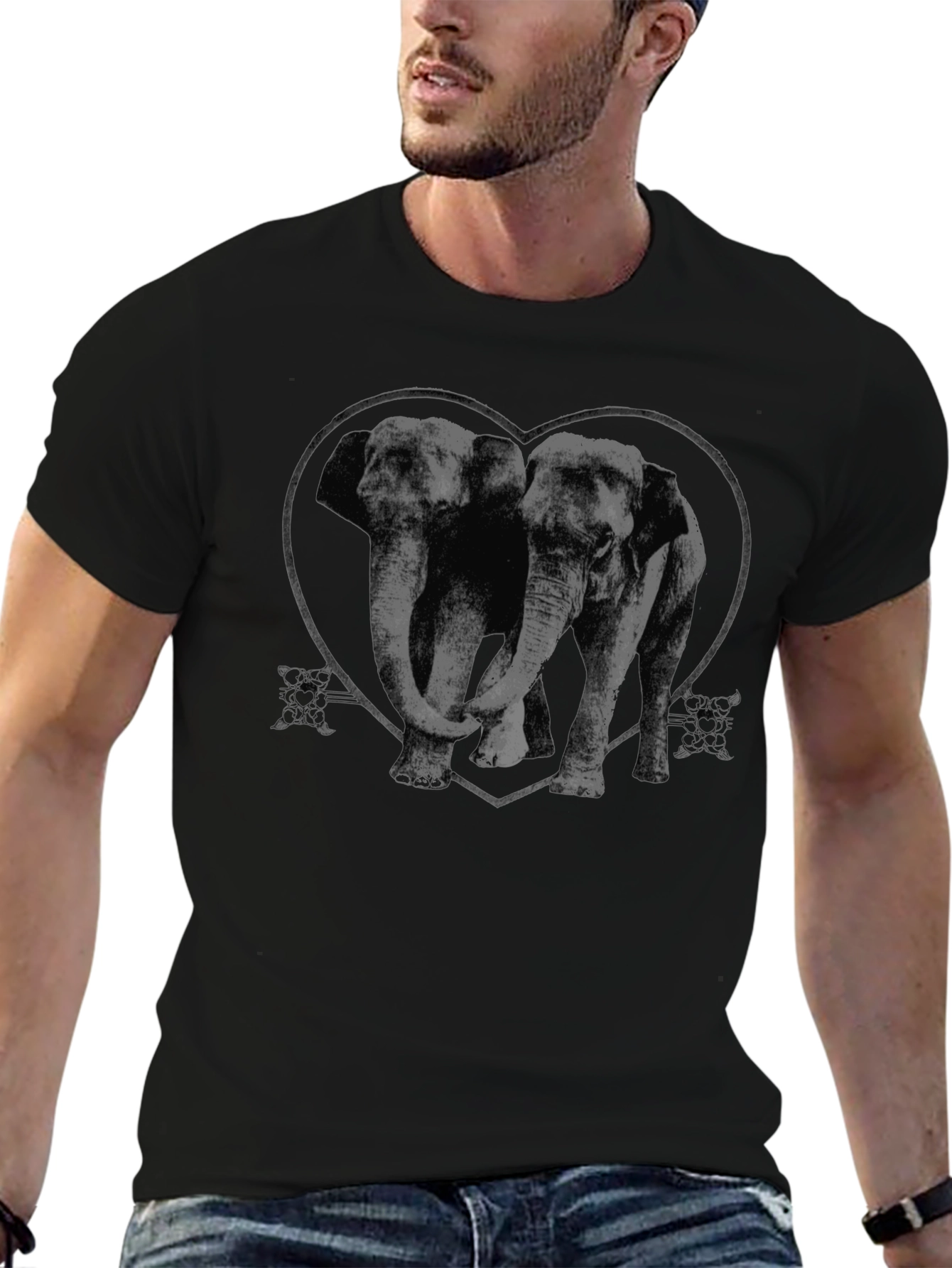 Elephant Love T-Shirt - Heart Graphic Tee
