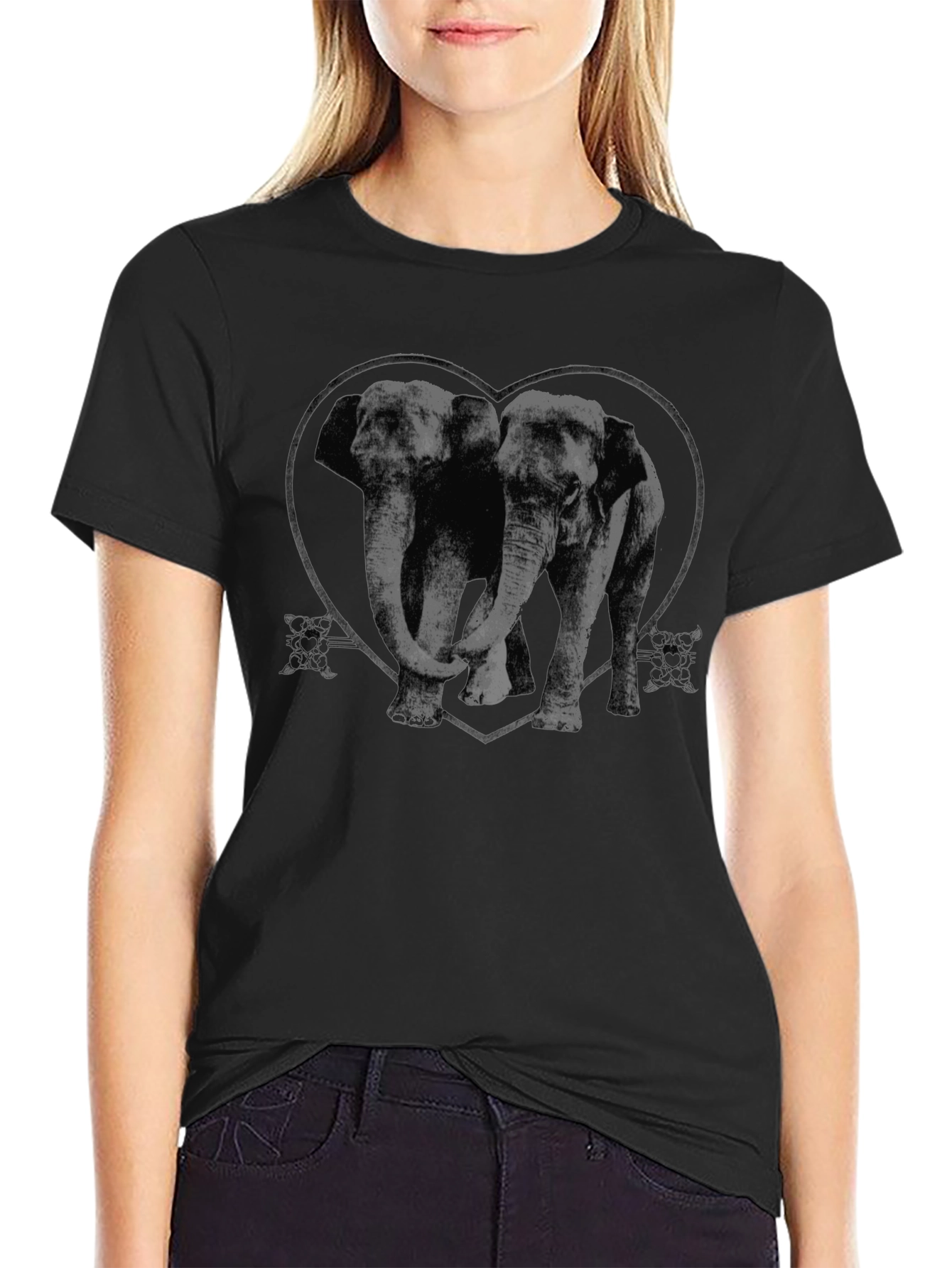 Elephant Love T-Shirt - Heart Graphic Tee