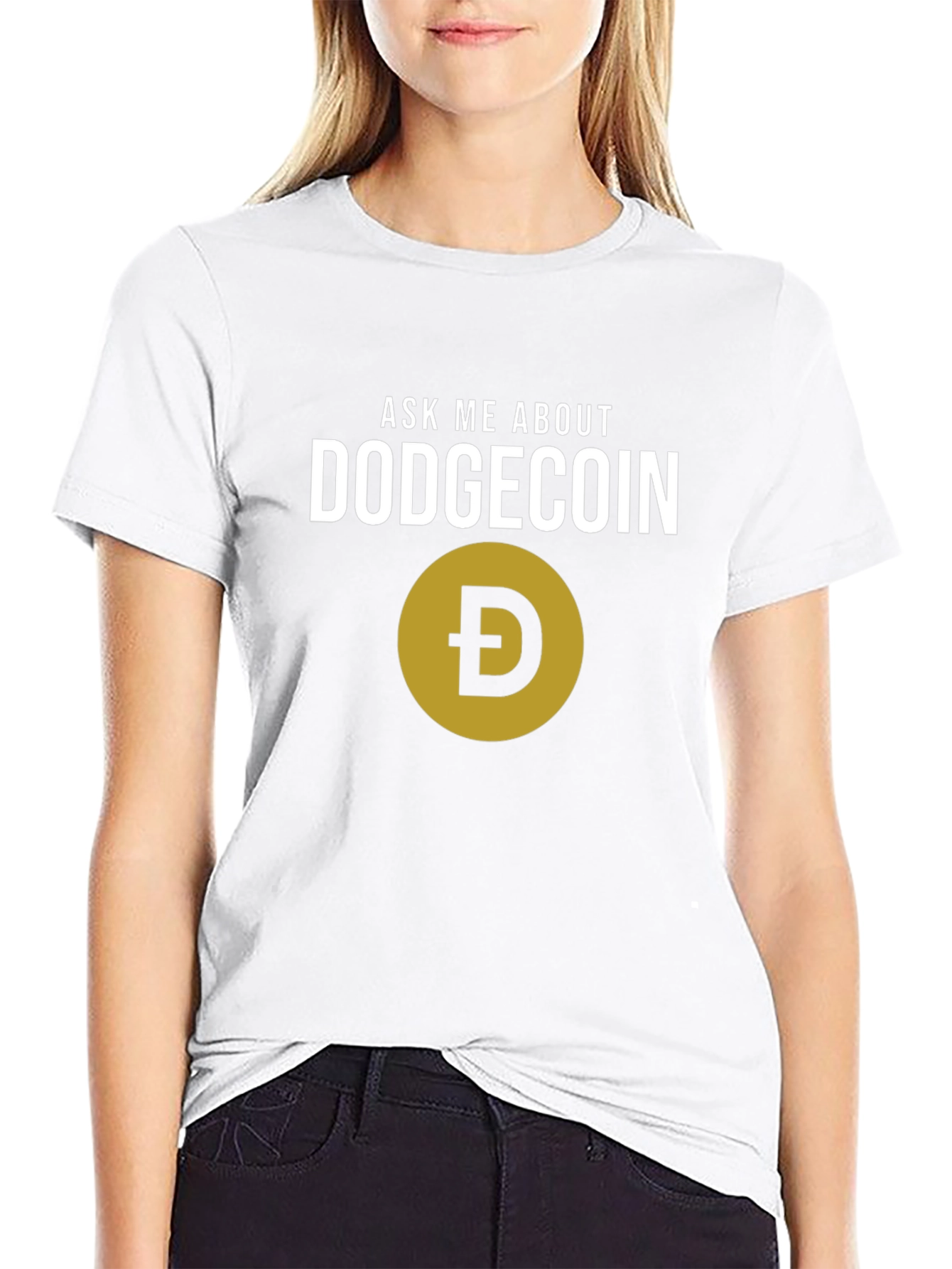 Ask Me About Dogecoin Black T-Shirt Crypto Meme