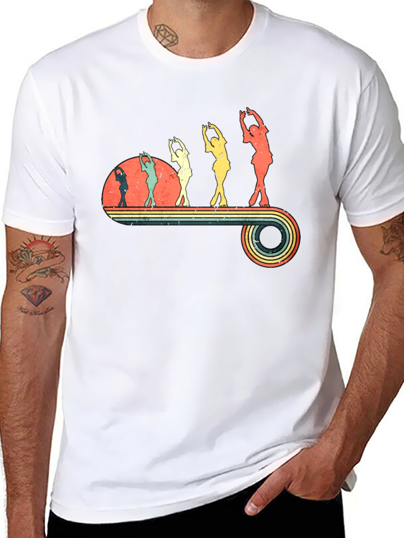 Retro Roller Skating Graphic Tee - Black