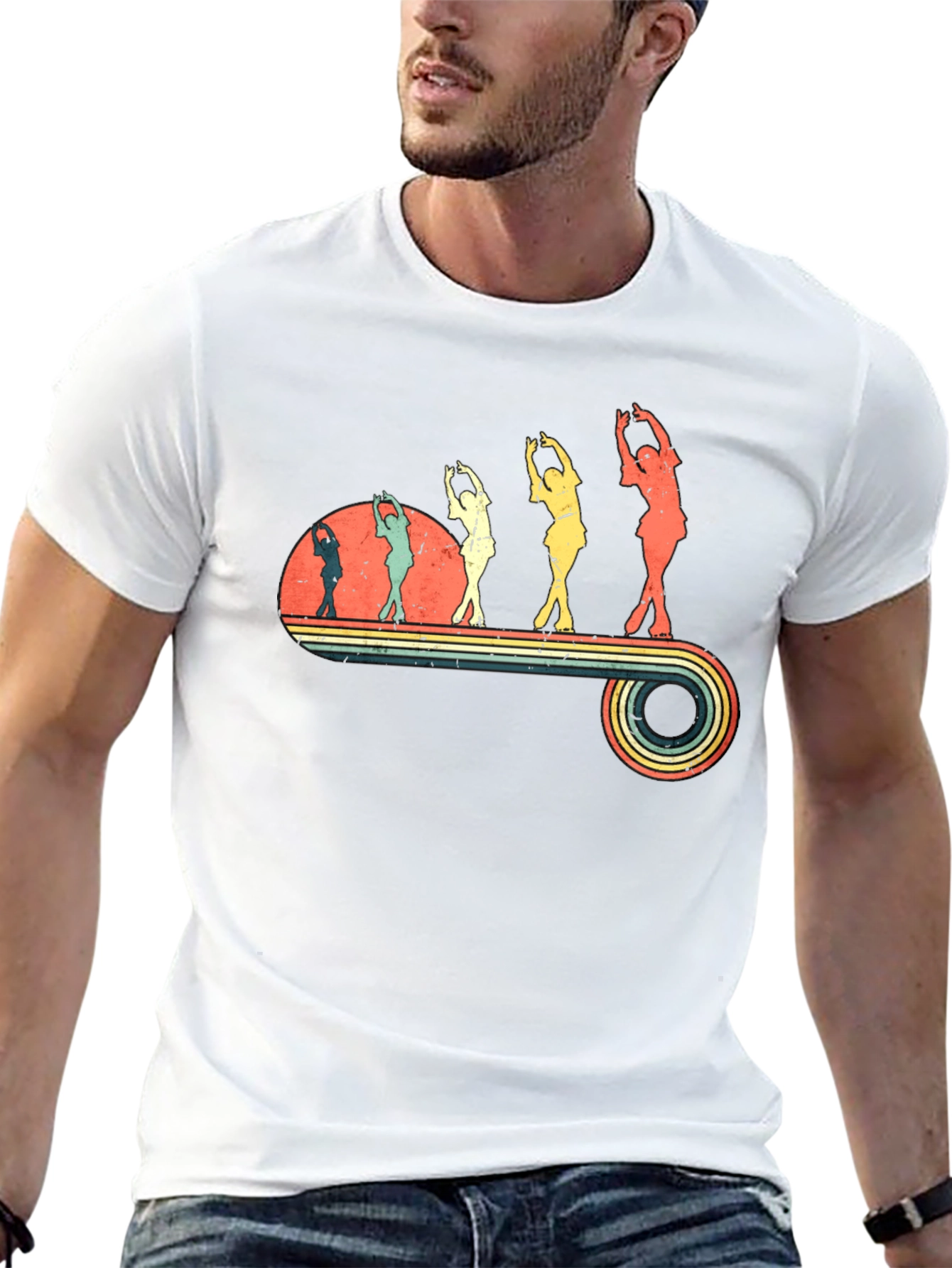 Retro Roller Skating Graphic Tee - Black