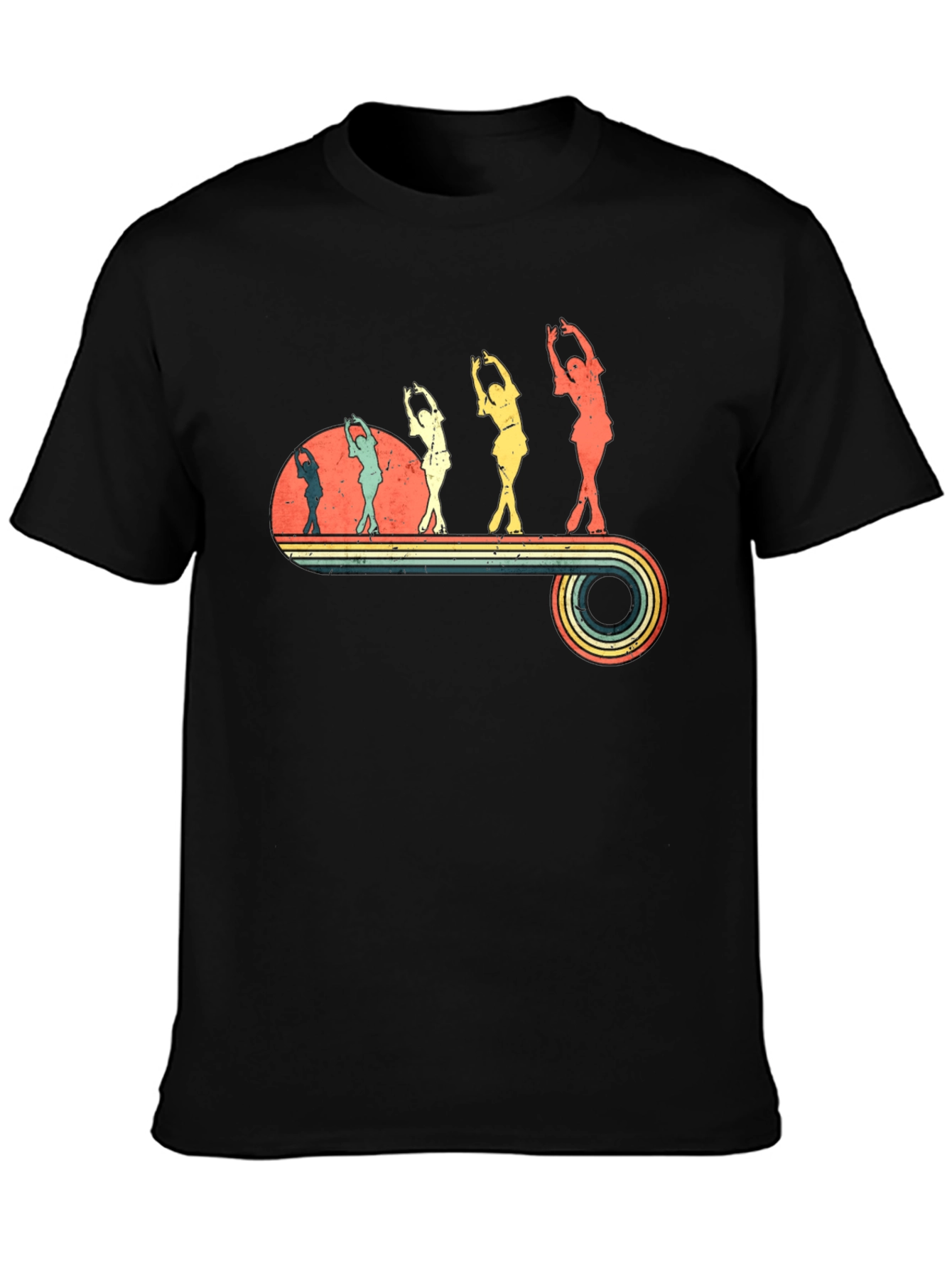 Retro Roller Skating Graphic Tee - Black