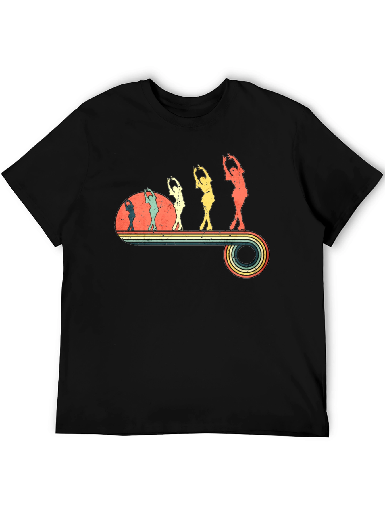 Retro Roller Skating Graphic Tee - Black