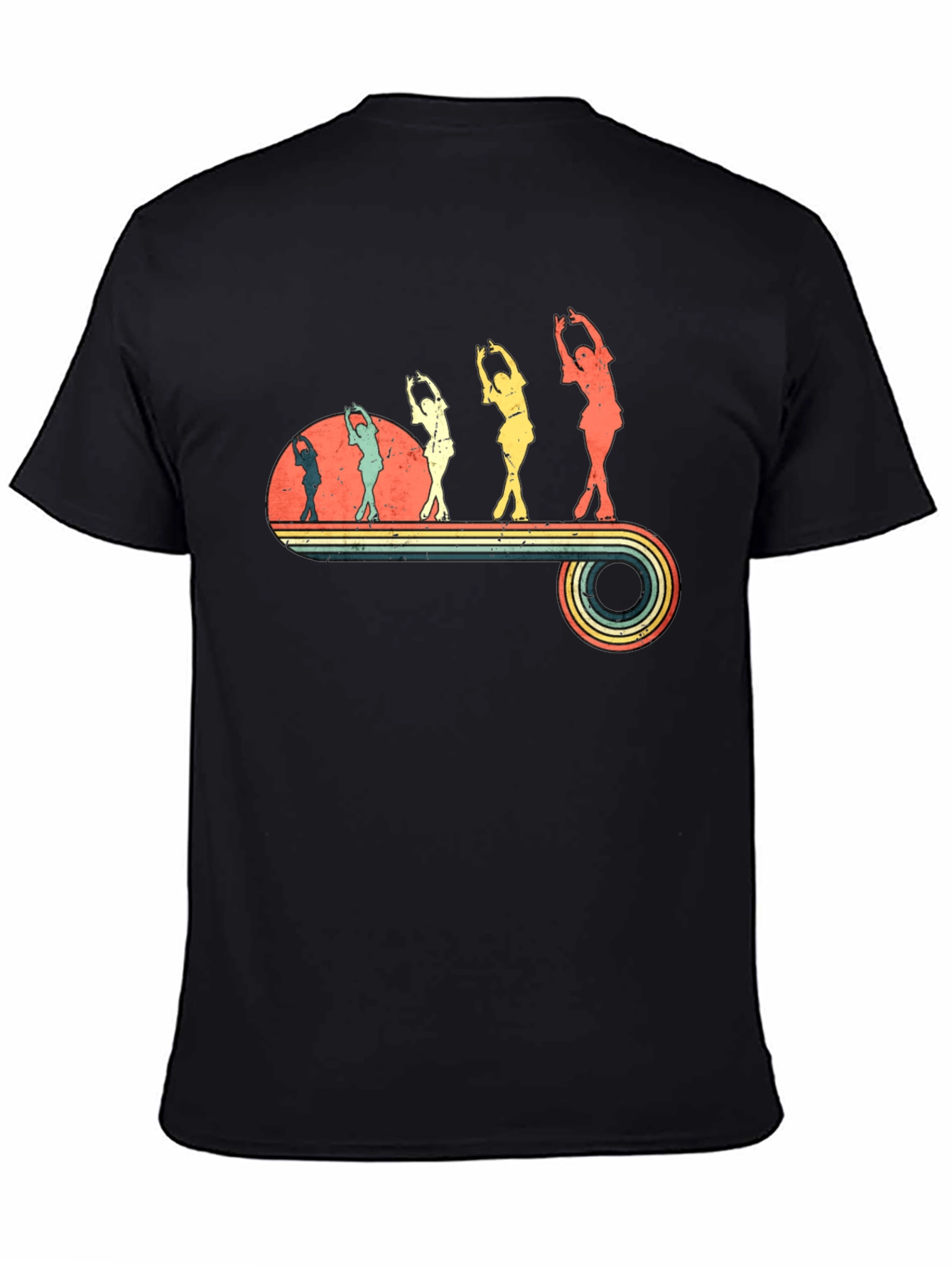 Retro Roller Skating Graphic Tee - Black