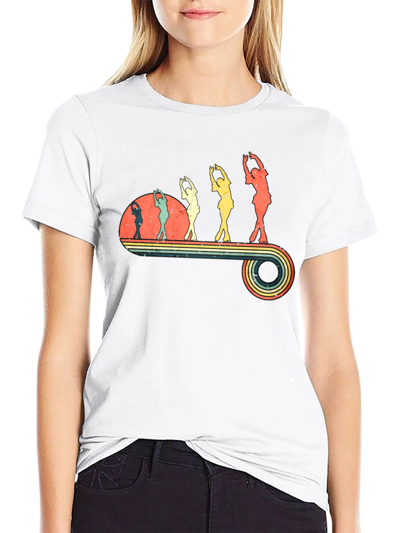 Retro Roller Skating Graphic Tee - Black