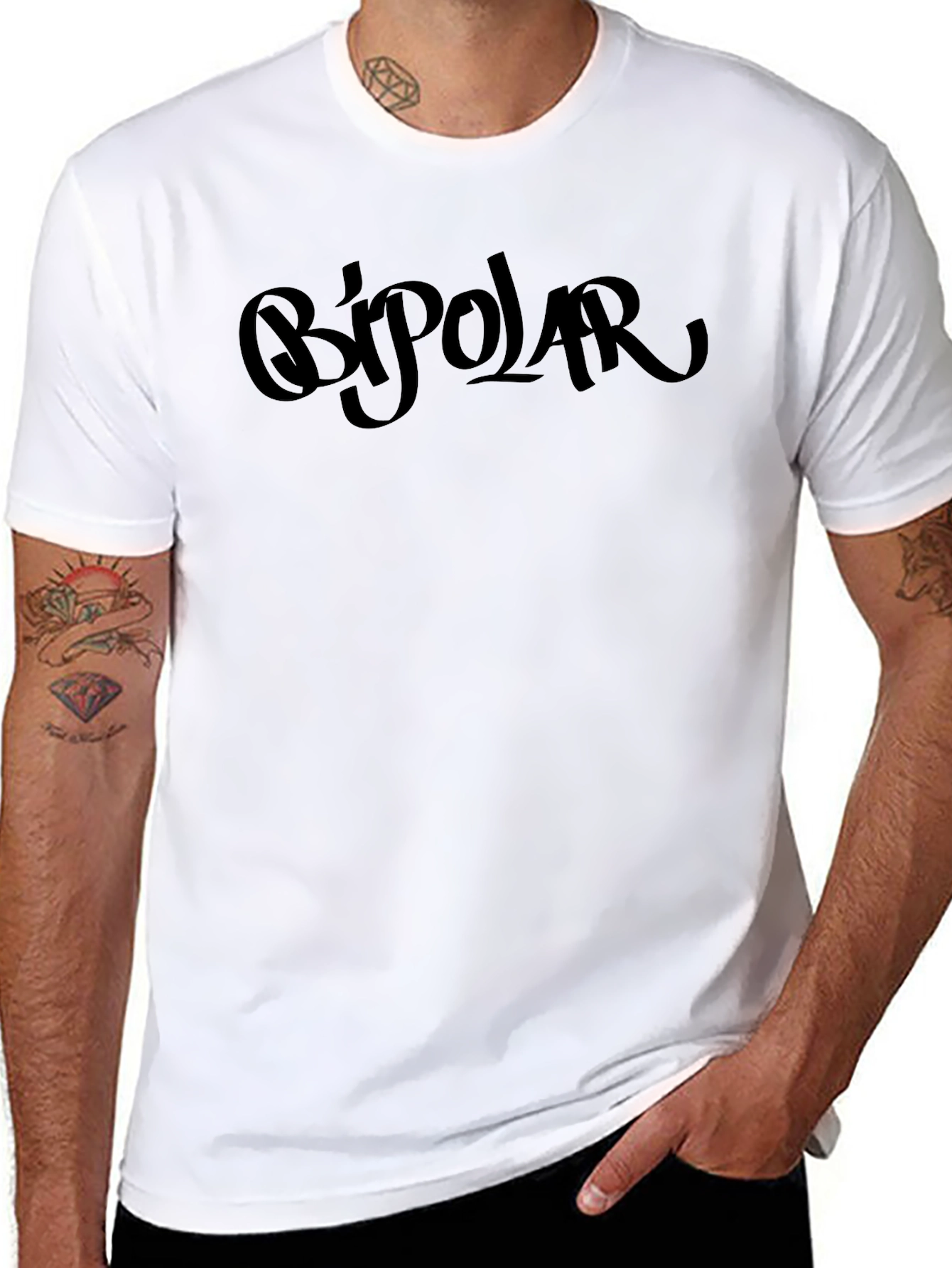 Bipolar Graphic Tee - Stylish Mens Black T-Shirt
