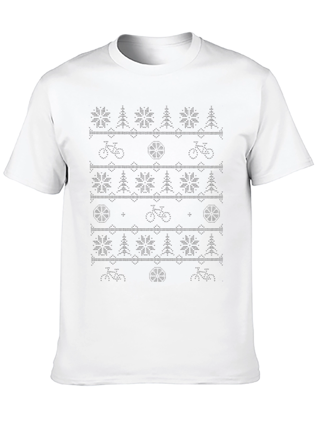 Novelty Bicycle Christmas Pattern Crew Neck T-Shirt