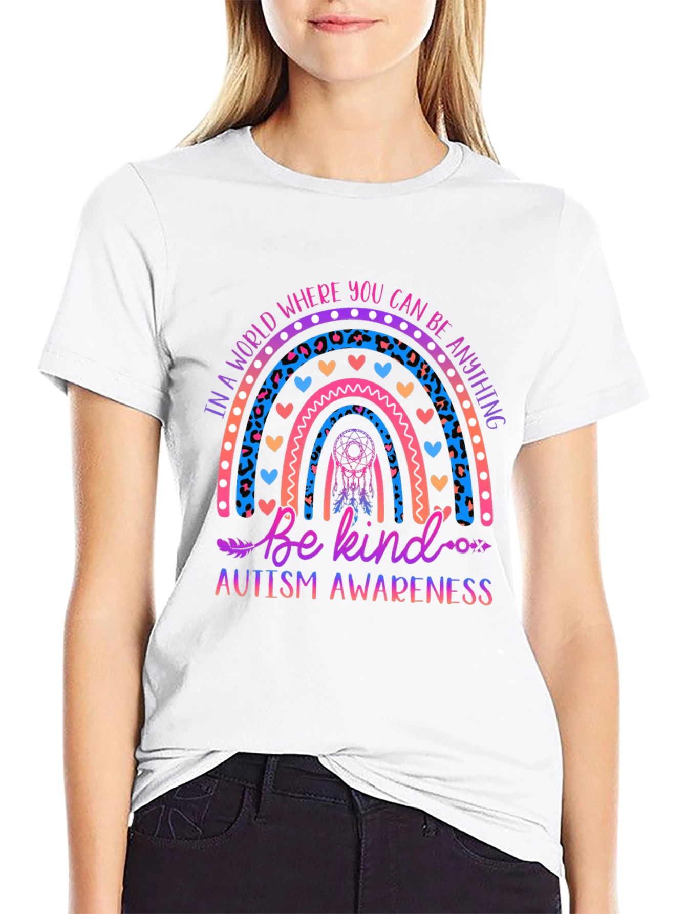 Autism Awareness Rainbow Be Kind Graphic Tee