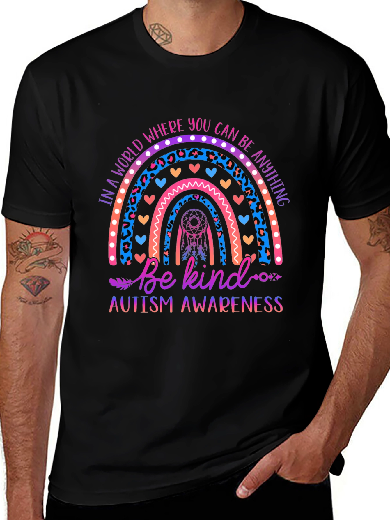 Autism Awareness Rainbow Be Kind Graphic Tee