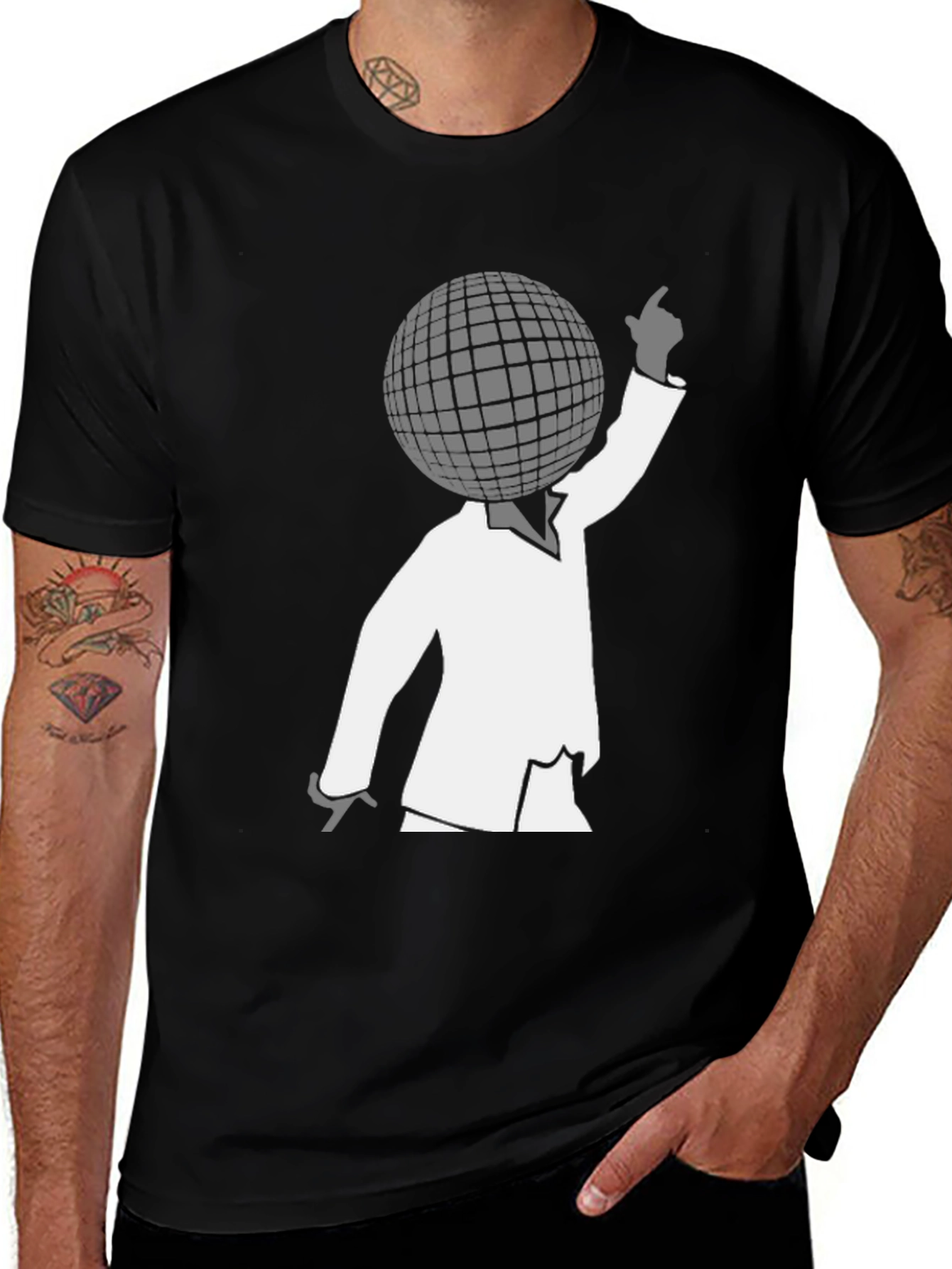 Disco Ball Head Graphic Tee - Unique Retro Style