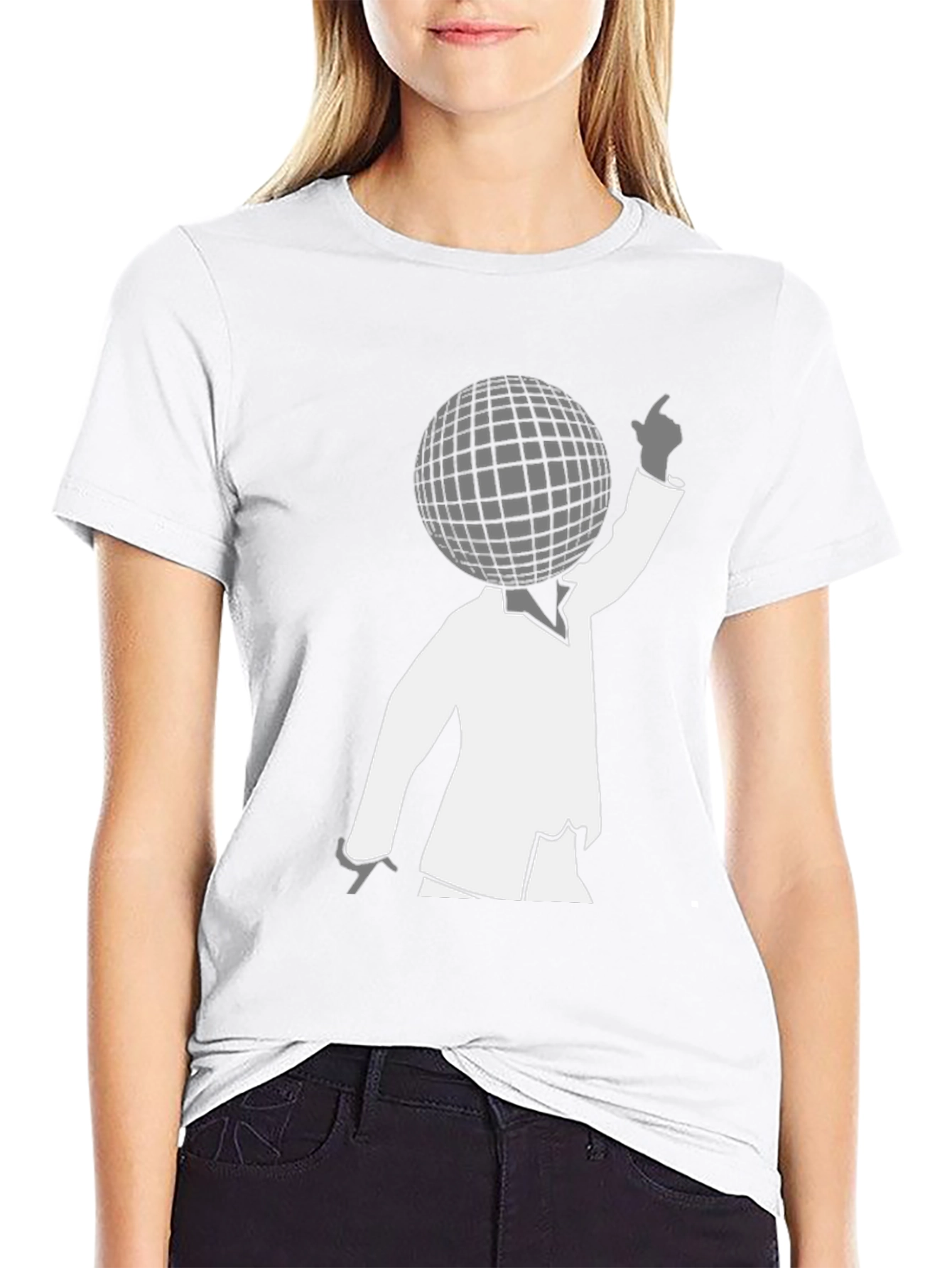 Disco Ball Head Graphic Tee - Unique Retro Style