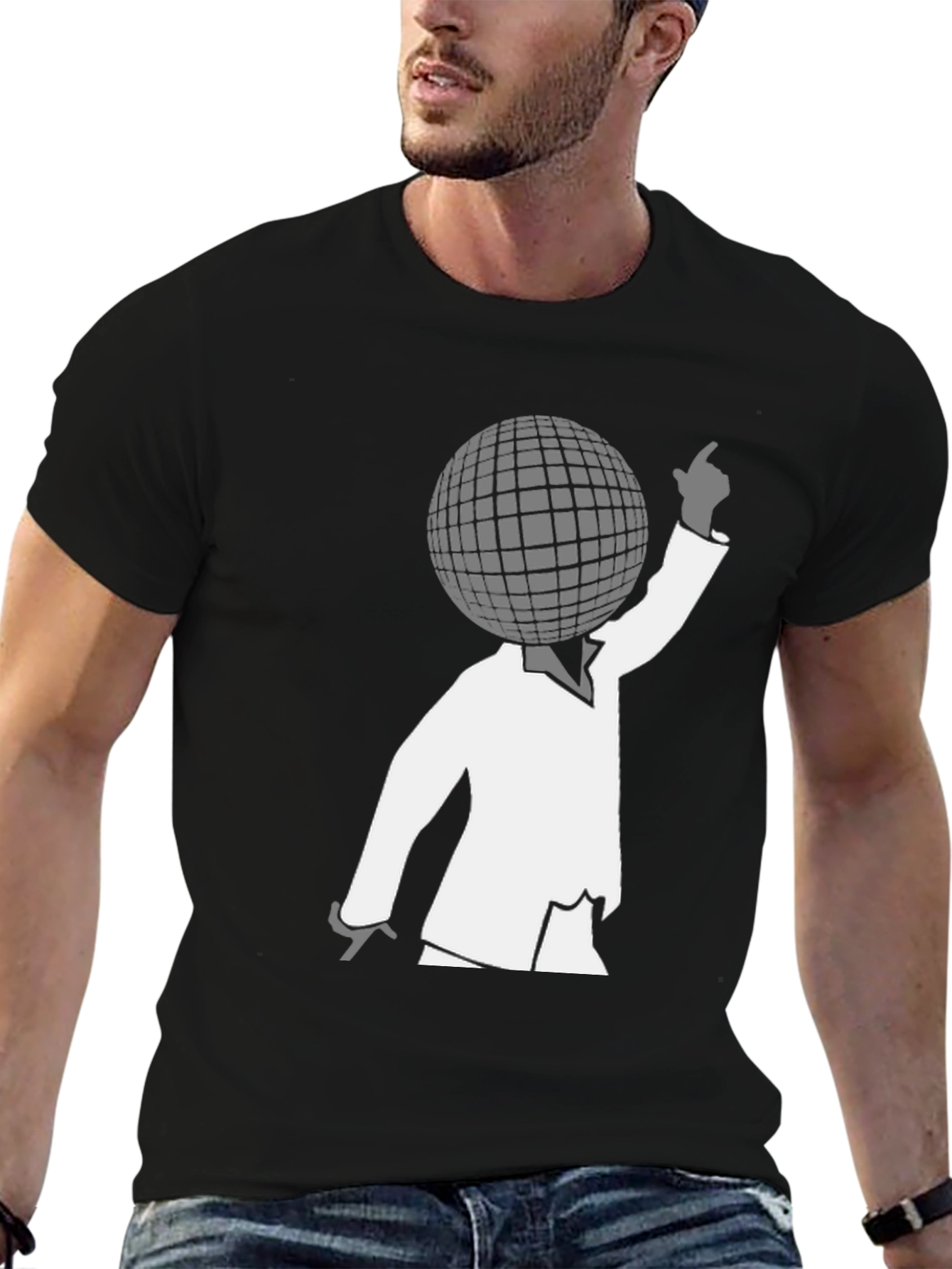 Disco Ball Head Graphic Tee - Unique Retro Style