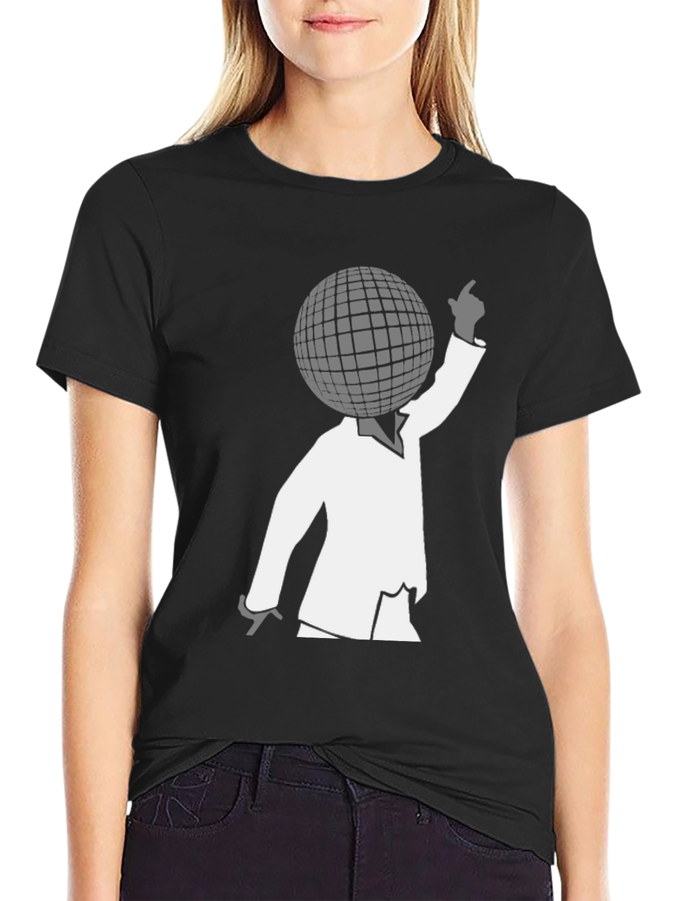 Disco Ball Head Graphic Tee - Unique Retro Style