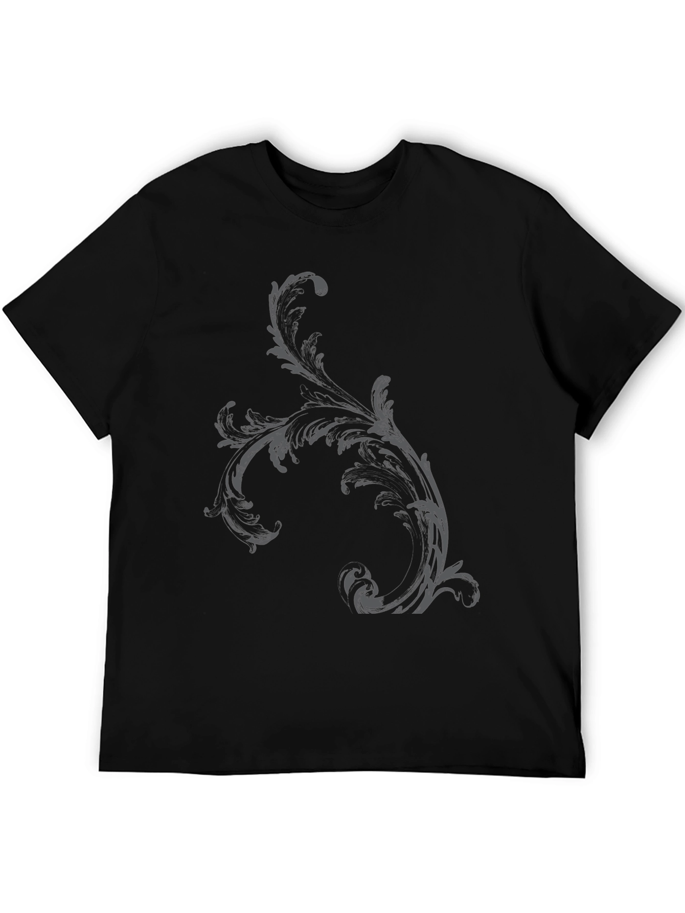 Mens Black T-Shirt with Ornamental Print