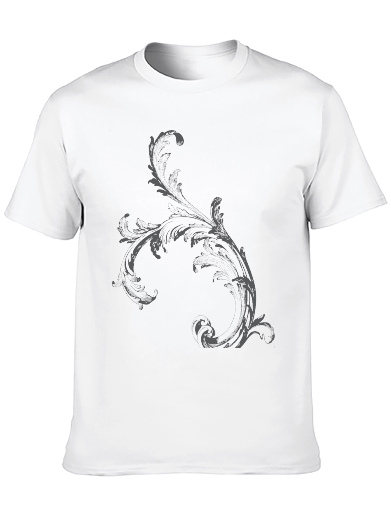 Mens Black T-Shirt with Ornamental Print