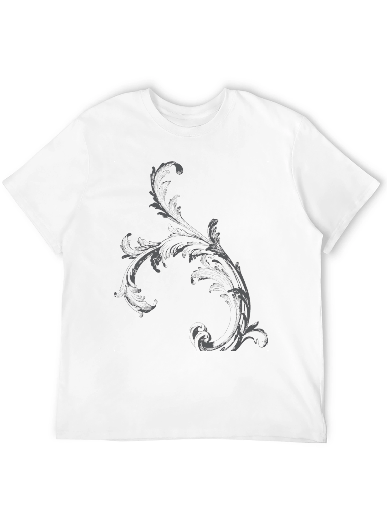 Mens Black T-Shirt with Ornamental Print