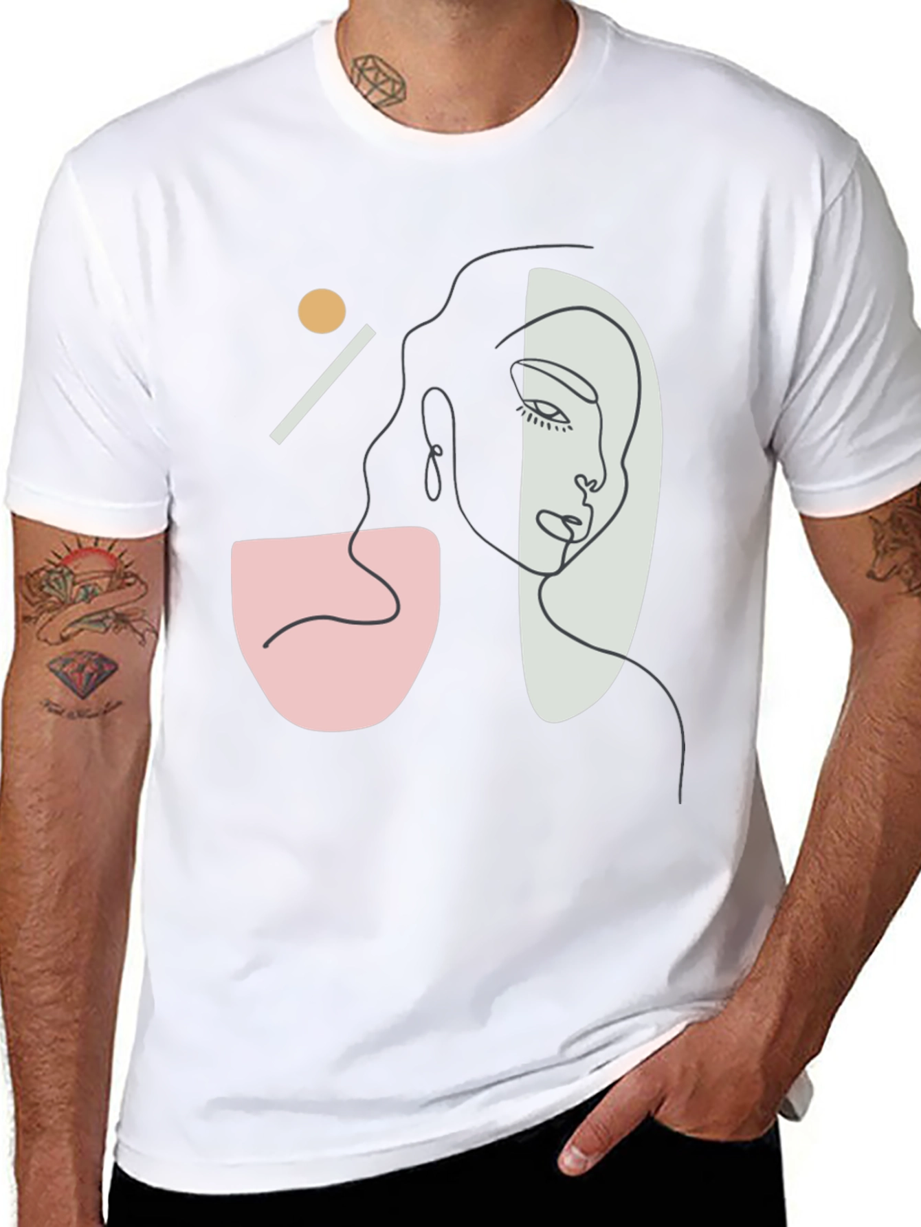 Abstract Face Graphic Tee - Modern Art T-Shirt