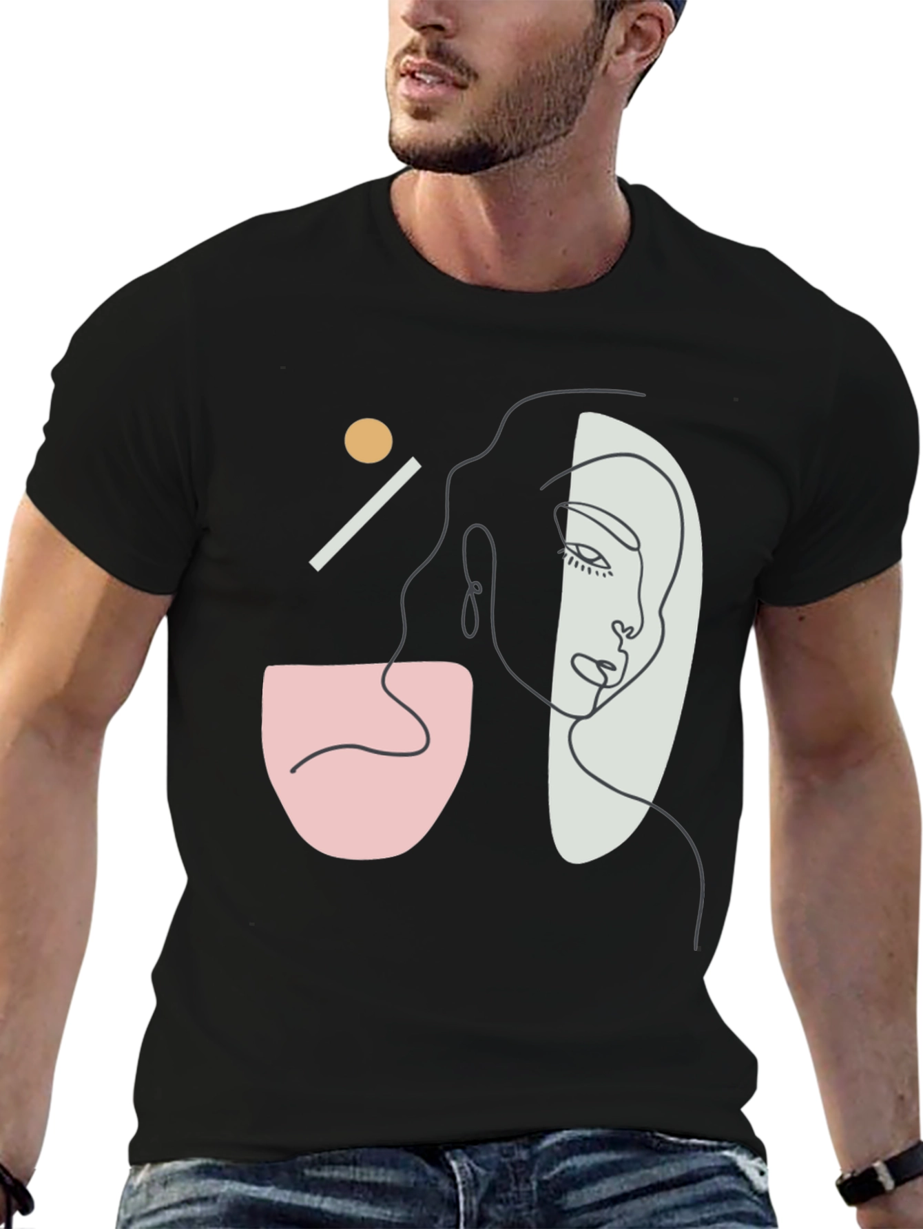 Abstract Face Graphic Tee - Modern Art T-Shirt