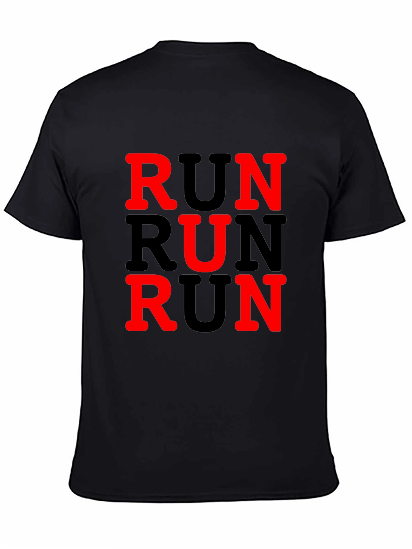 Motivational RUN Print Tee - Black