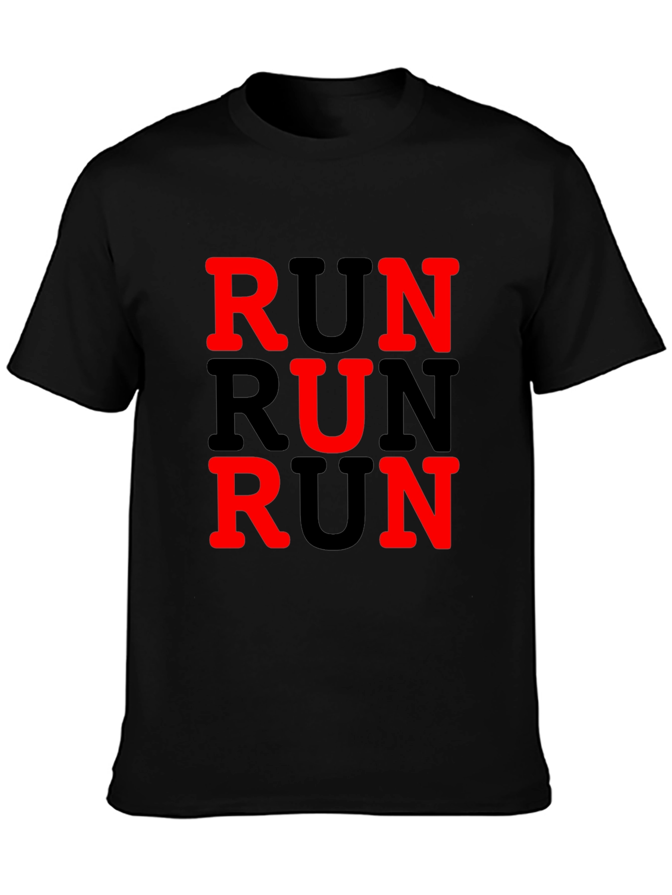 Motivational RUN Print Tee - Black