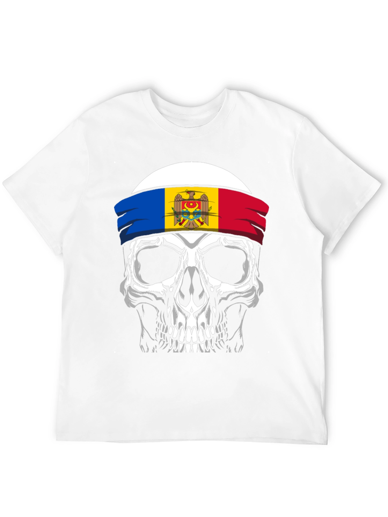Skull Moldova Flag Bandana Graphic T-Shirt