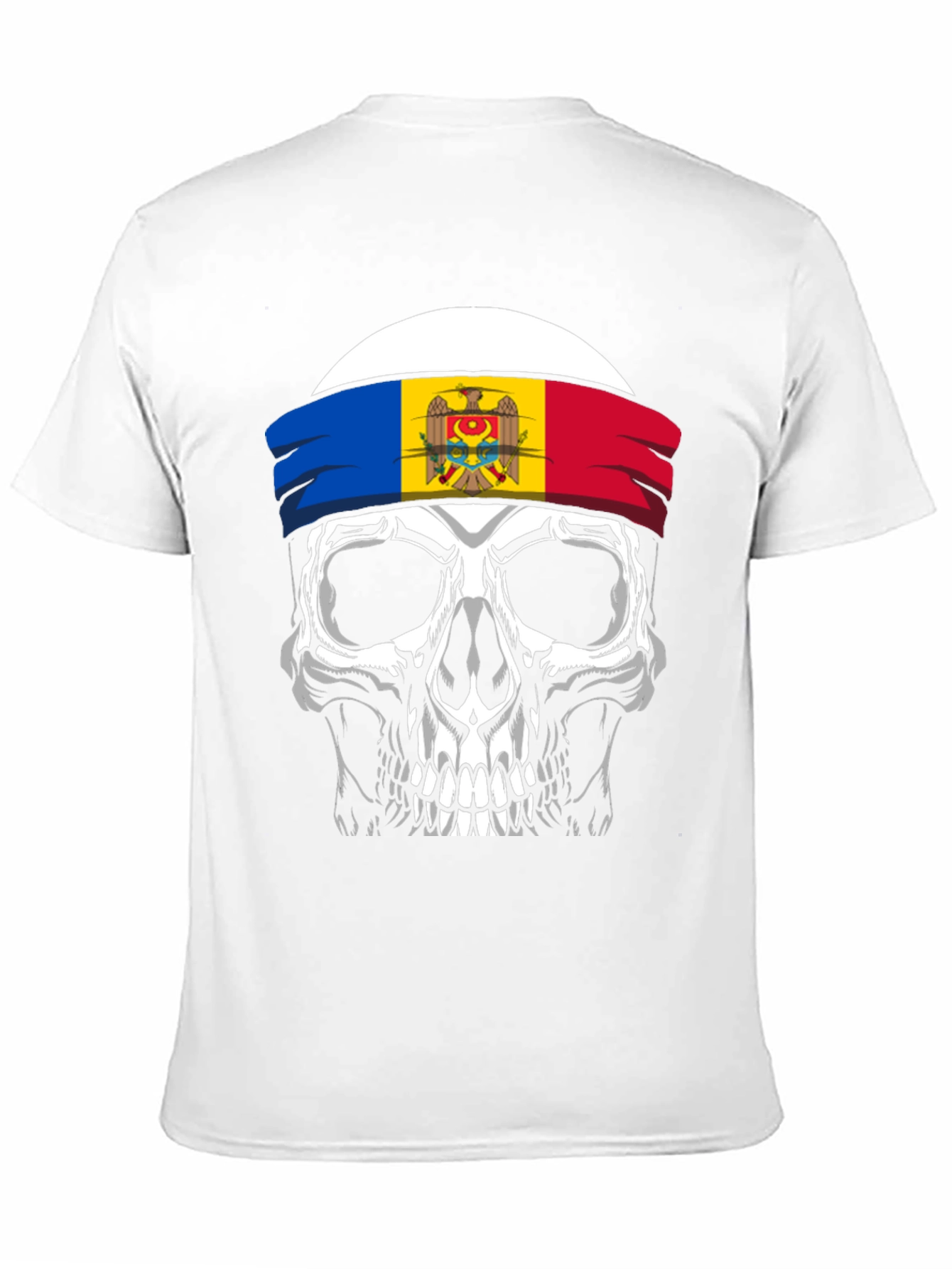 Skull Moldova Flag Bandana Graphic T-Shirt
