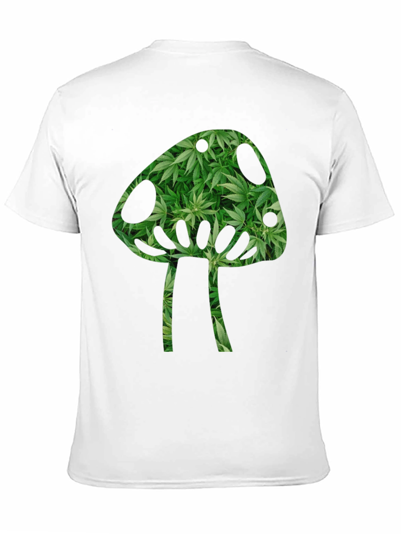 Mushroom Weed Leaf Print T-Shirt - Black