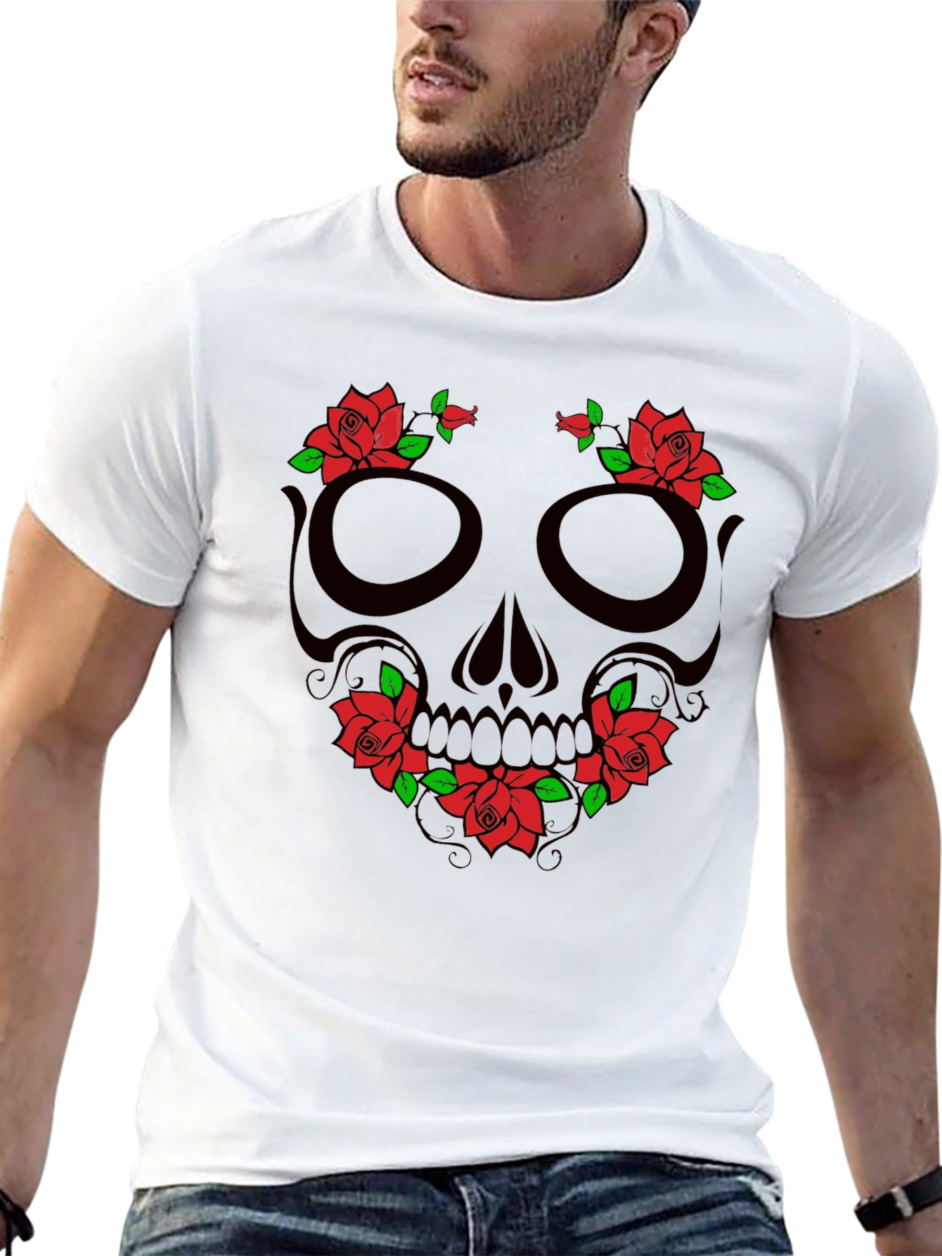 Skull & Roses Graphic Tee - Black