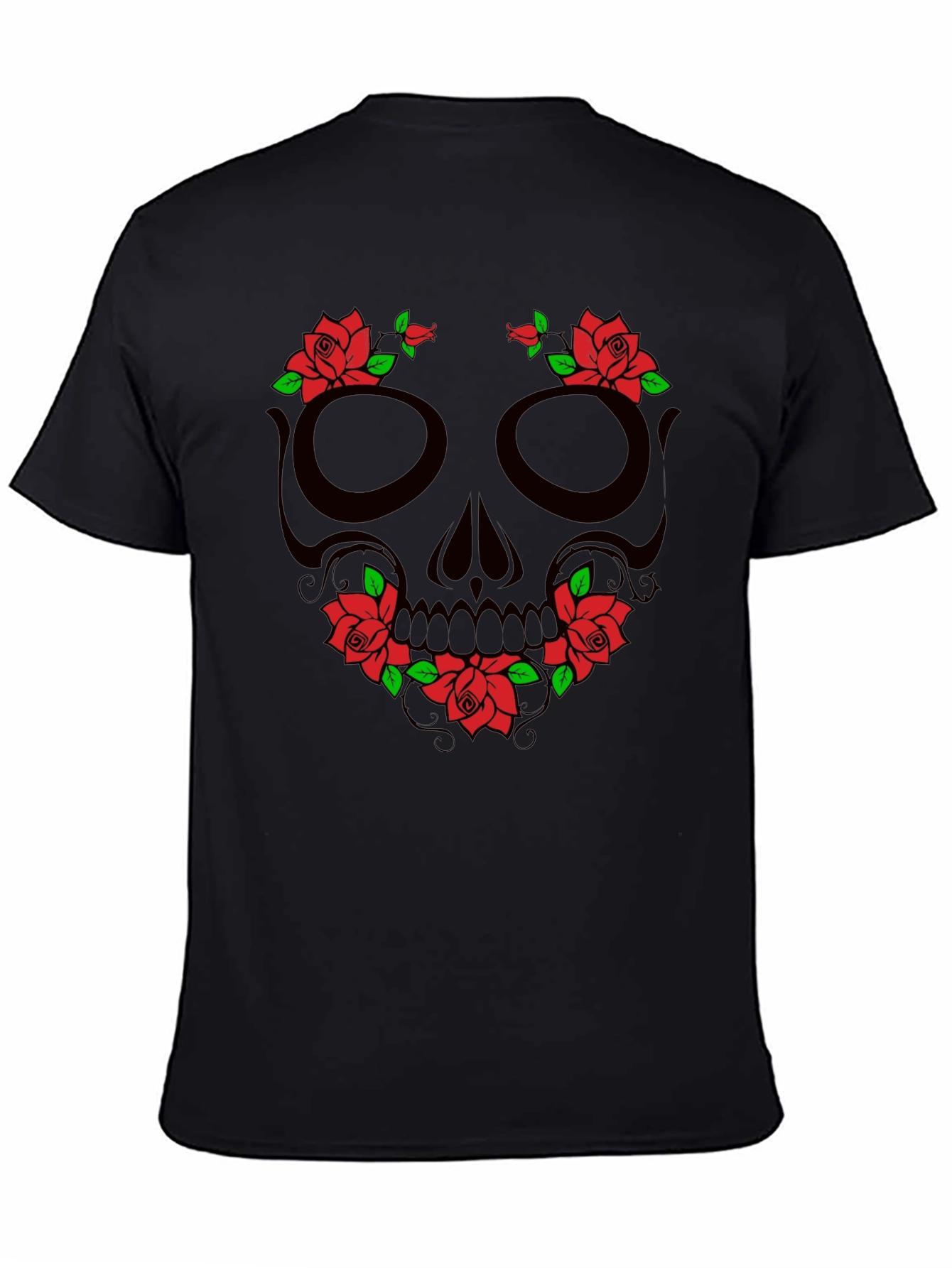 Skull & Roses Graphic Tee - Black