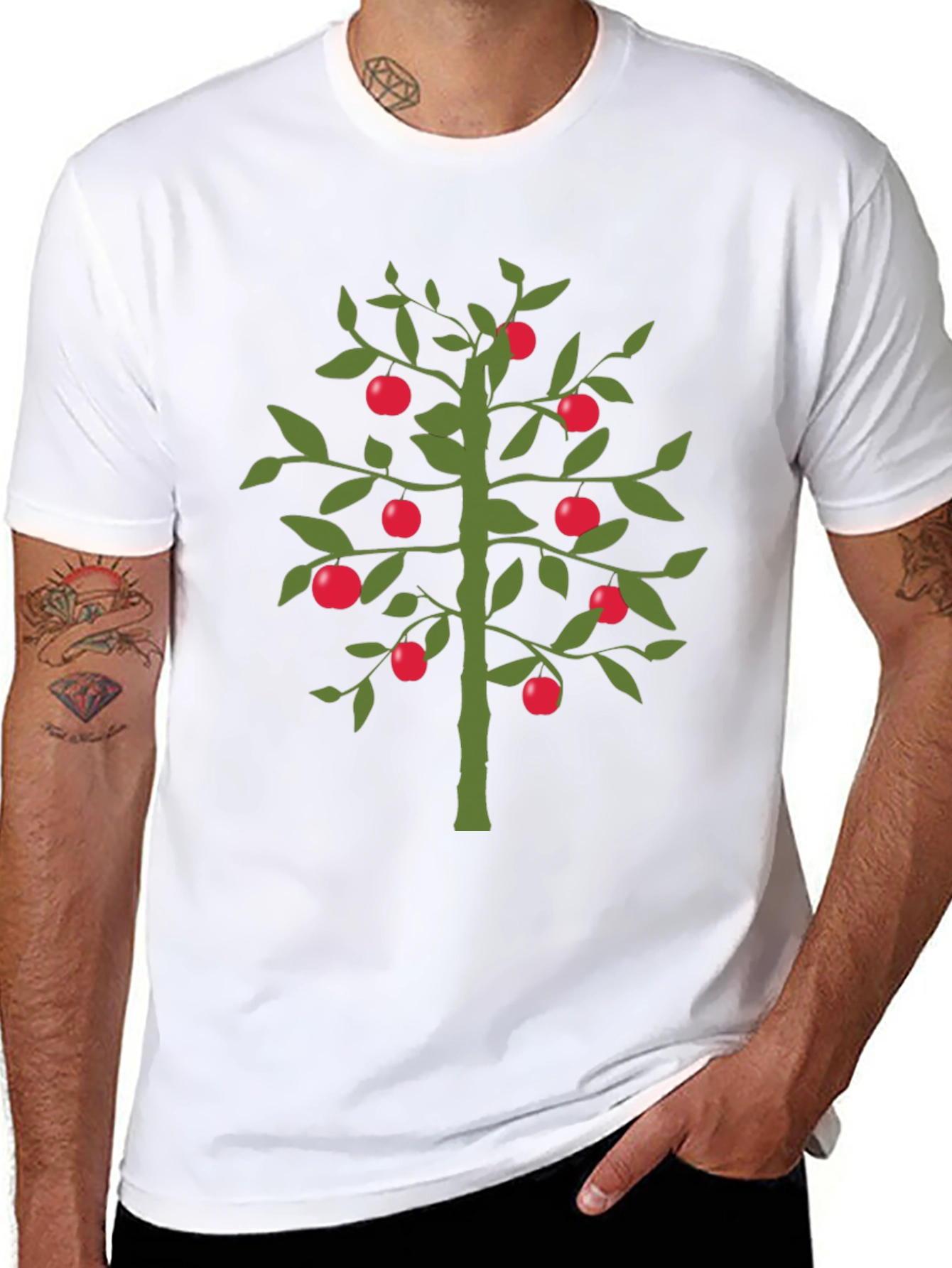 Apple Tree Graphic T-Shirt - Unique Design Black Tee