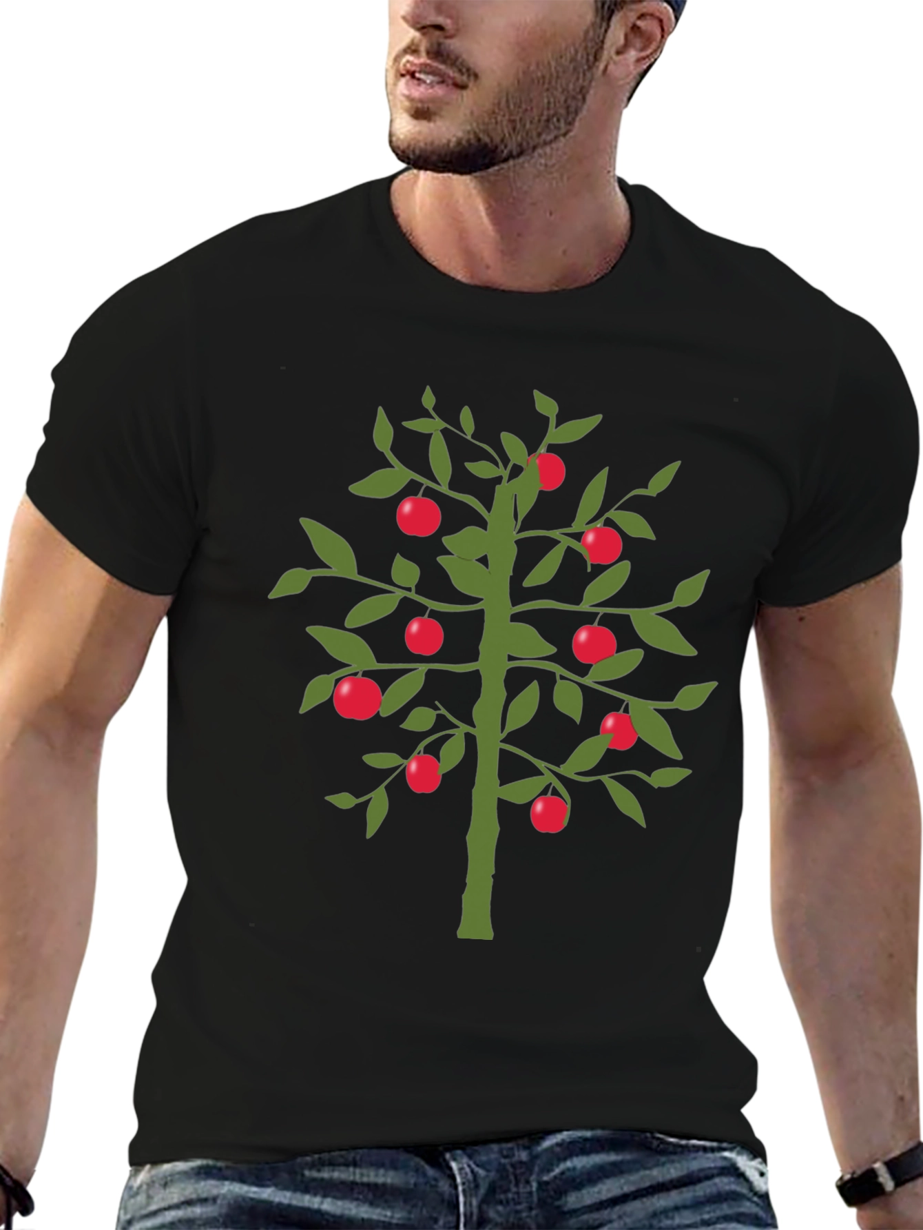 Apple Tree Graphic T-Shirt - Unique Design Black Tee