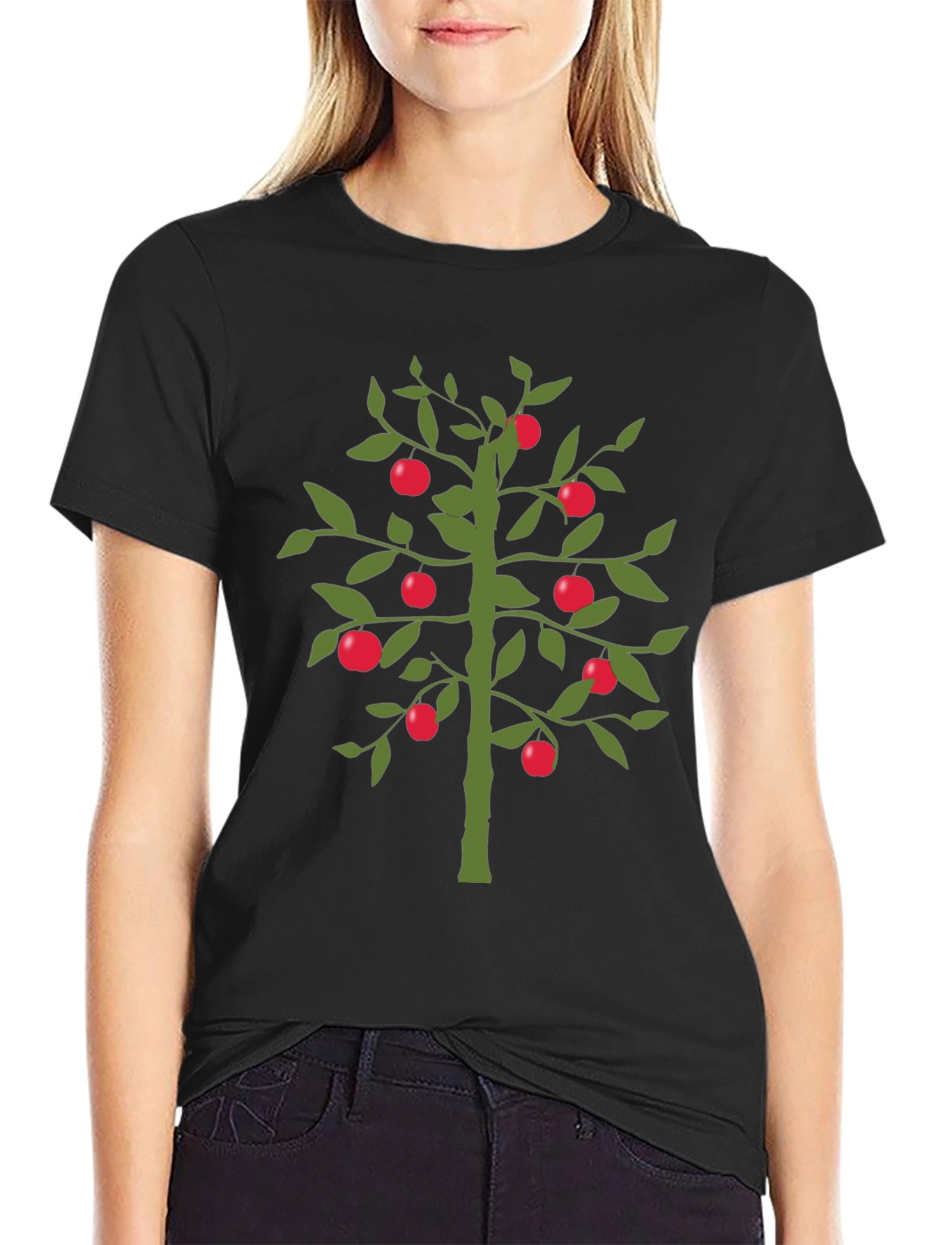 Apple Tree Graphic T-Shirt - Unique Design Black Tee