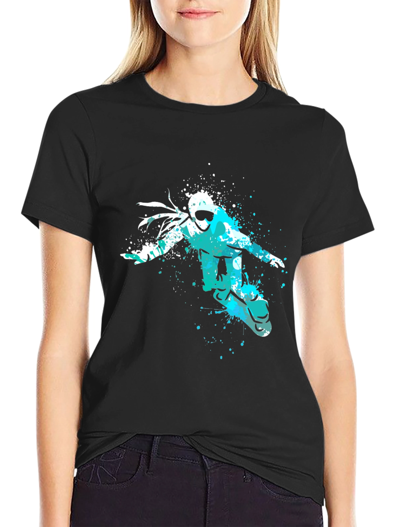 Snowboarder Graphic Tee - Black Cotton Comfort