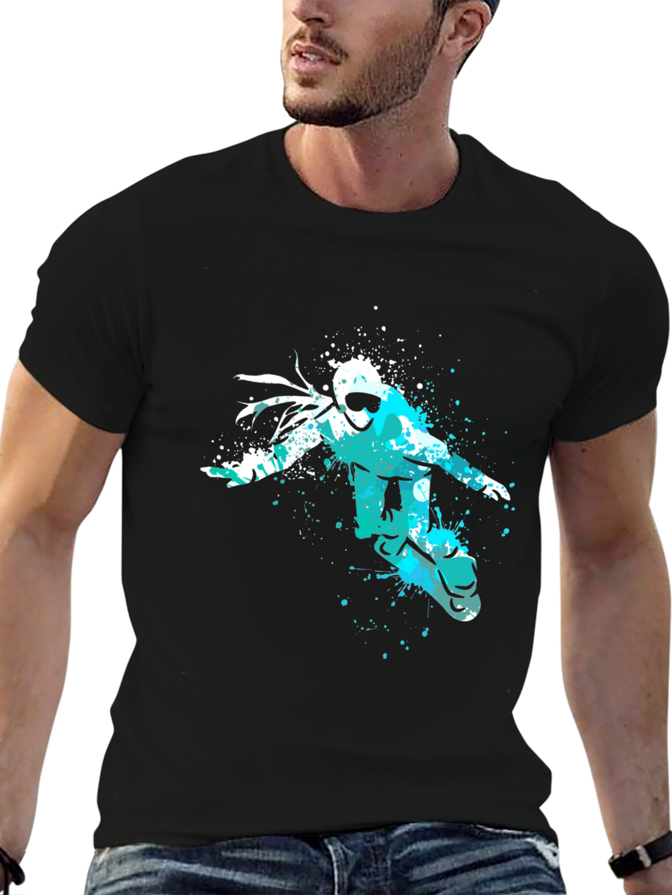 Snowboarder Graphic Tee - Black Cotton Comfort