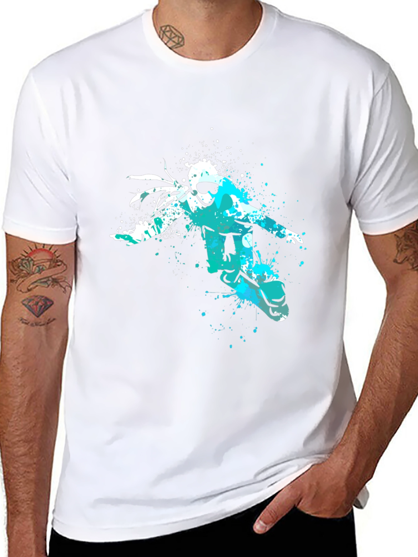 Snowboarder Graphic Tee - Black Cotton Comfort