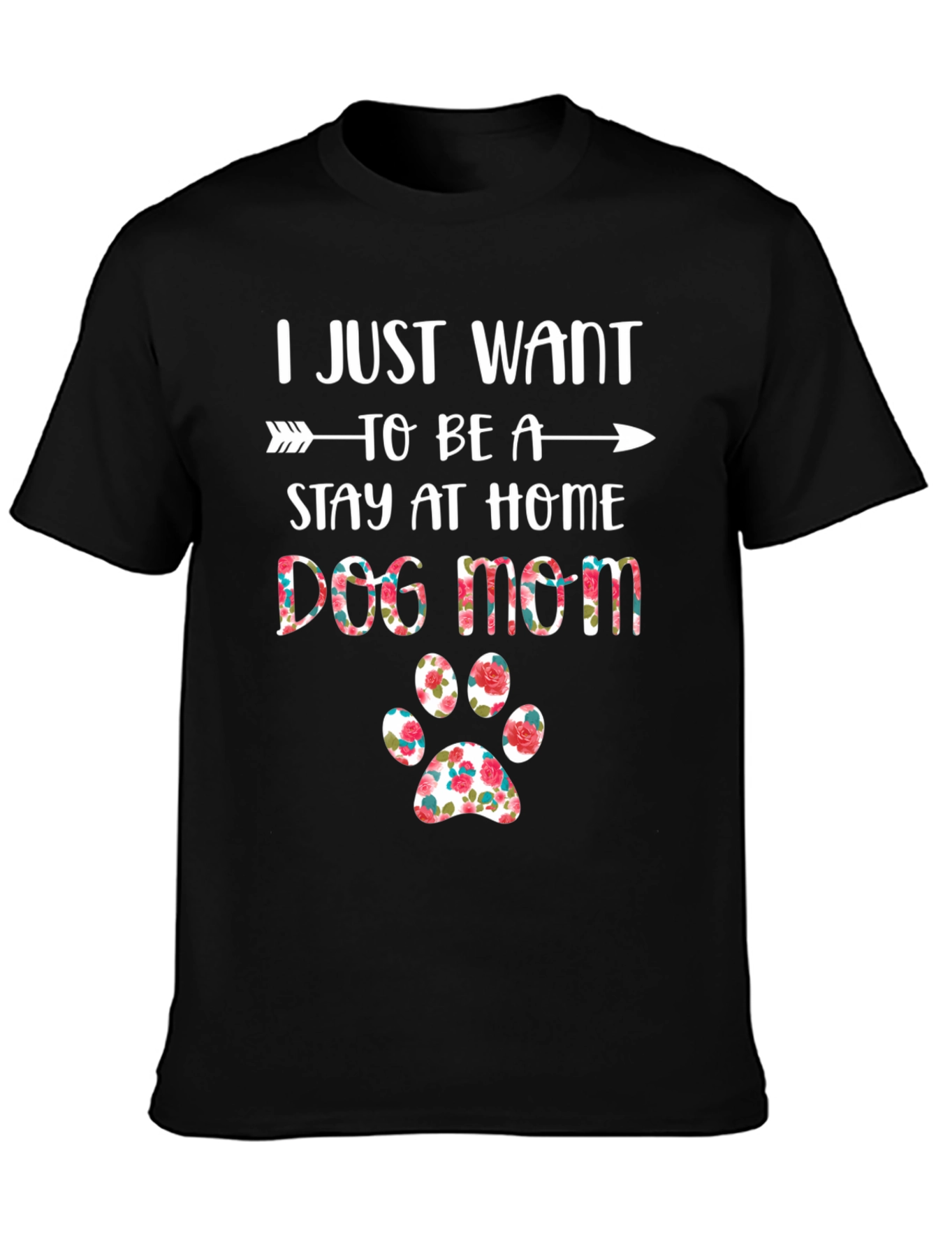 Dog Mom T-Shirt - Floral Paw Print