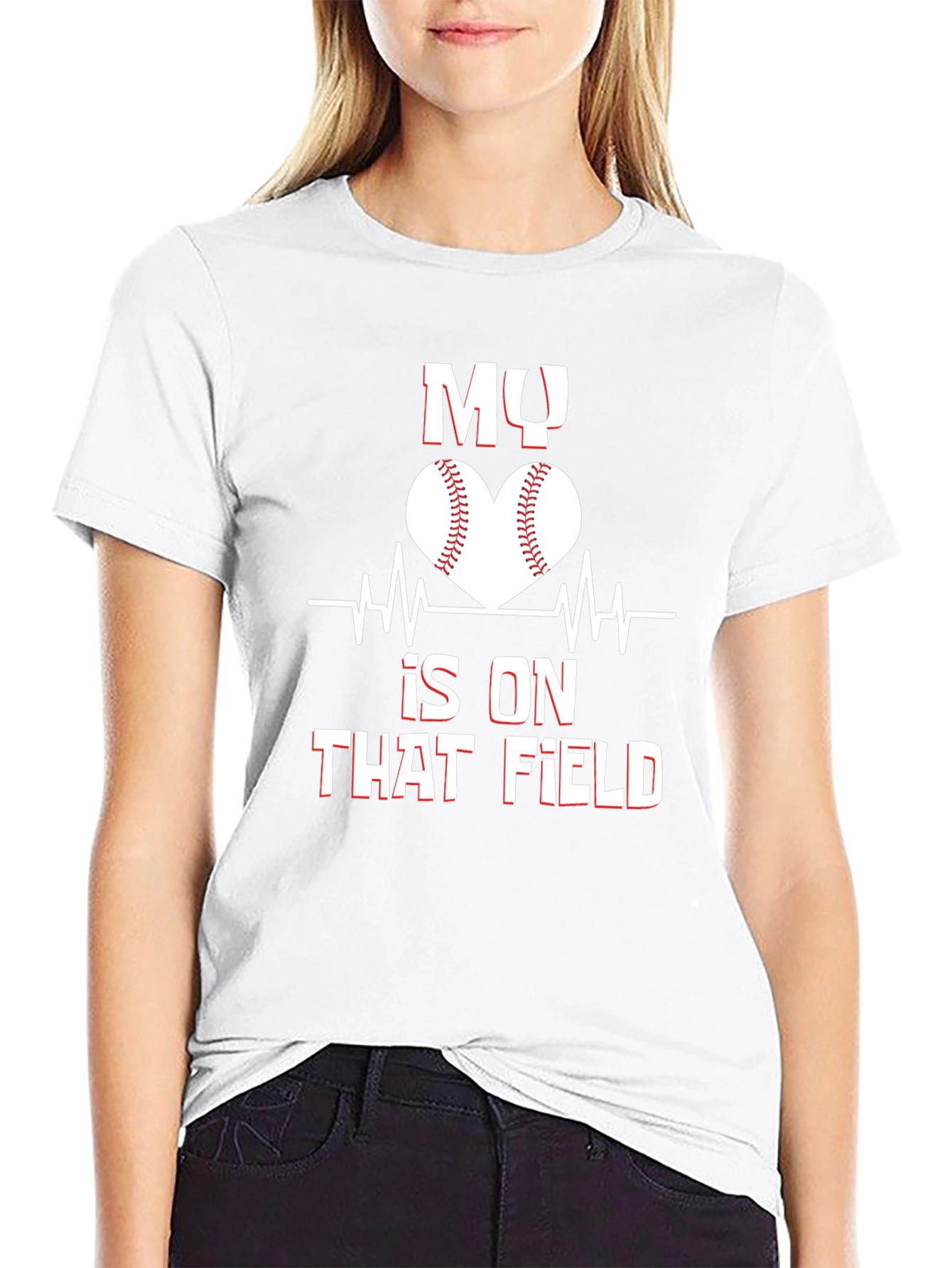 My Heart is on That Field Baseball Graphic Tee