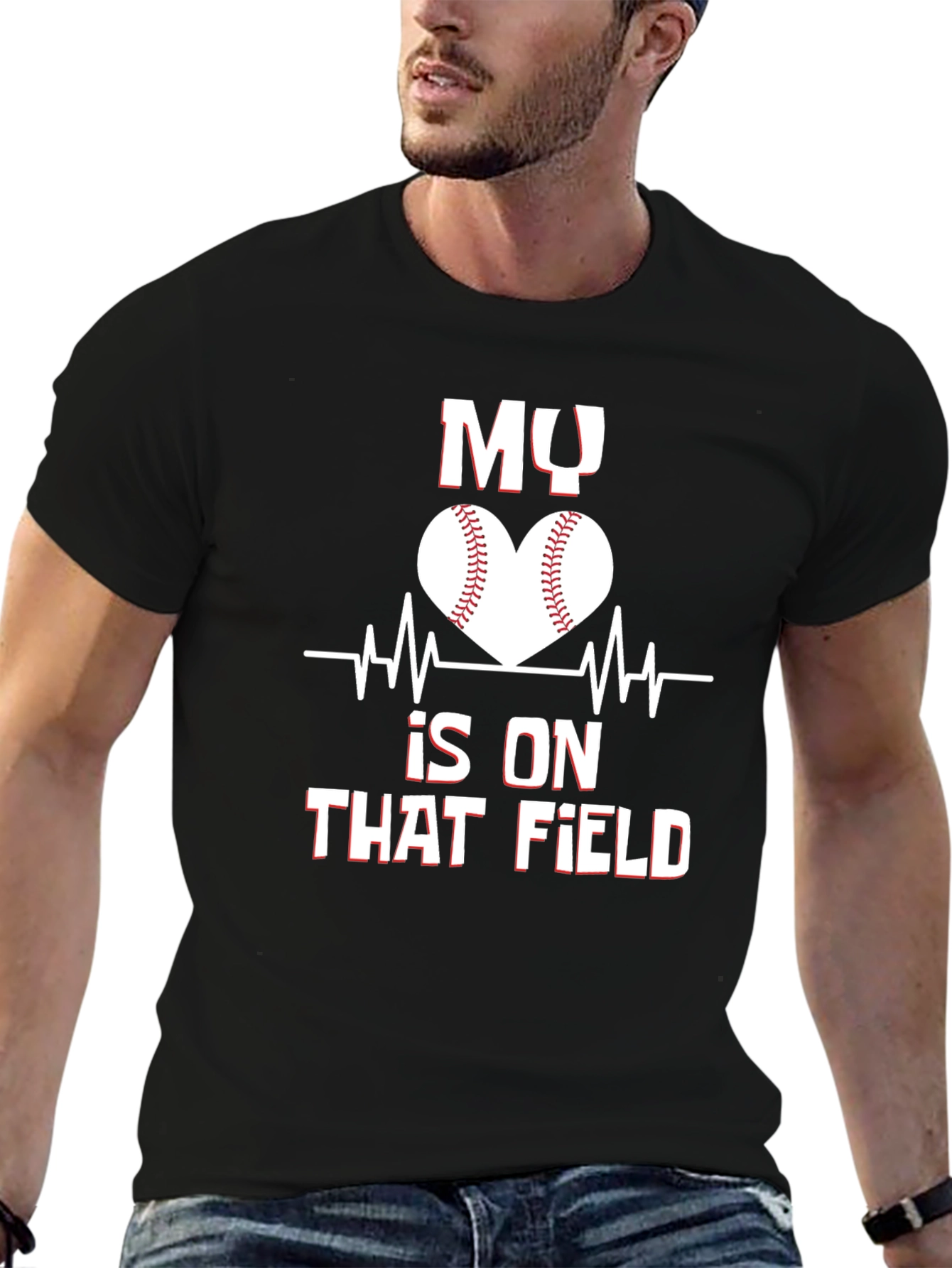 My Heart is on That Field Baseball Graphic Tee